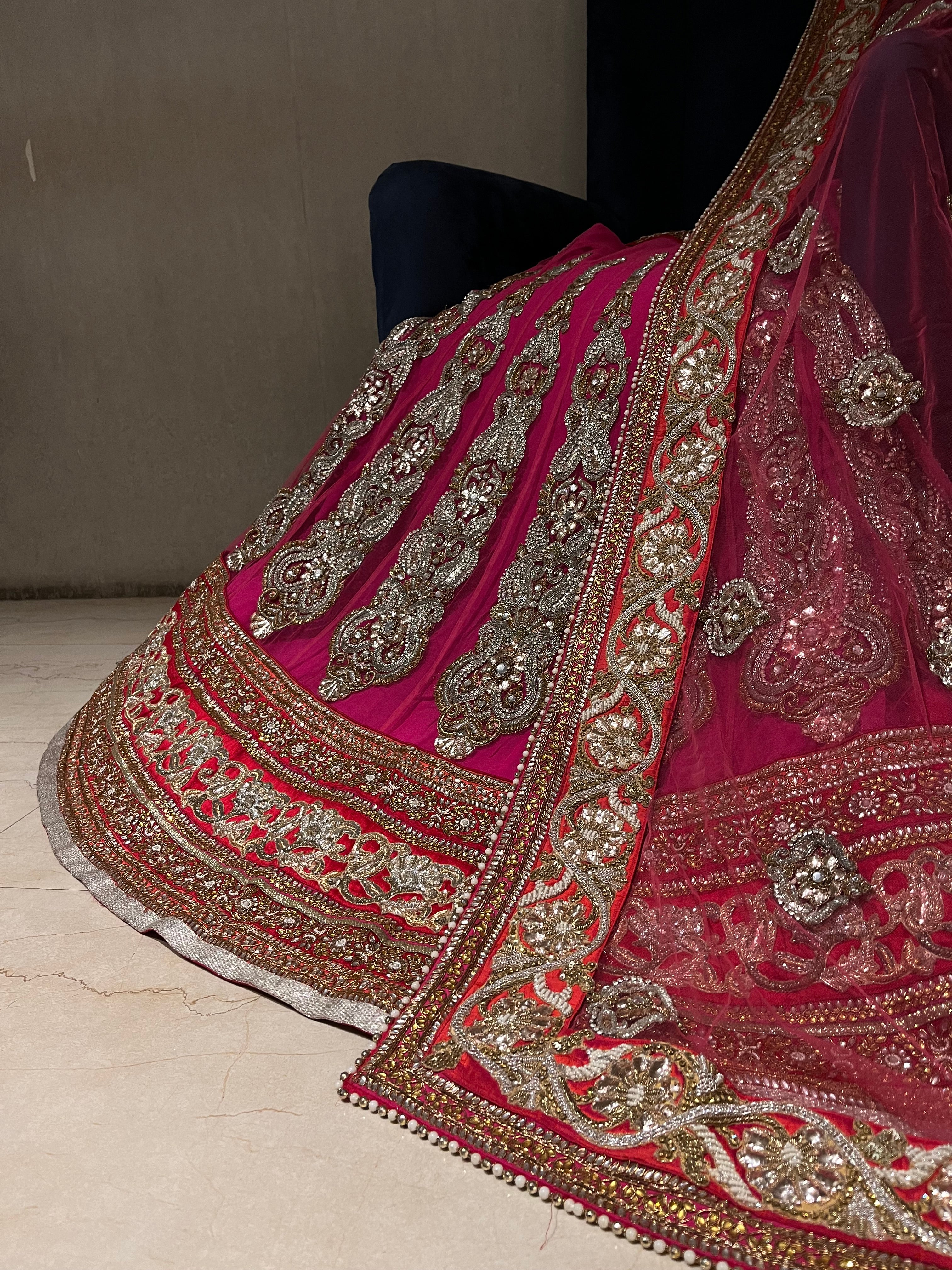 Deep Pink Bridal Lehenga Set