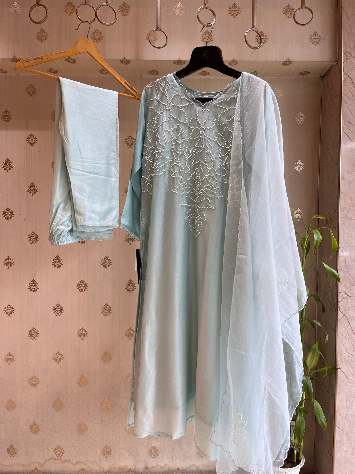 Pastel Blue Staright Suit Set