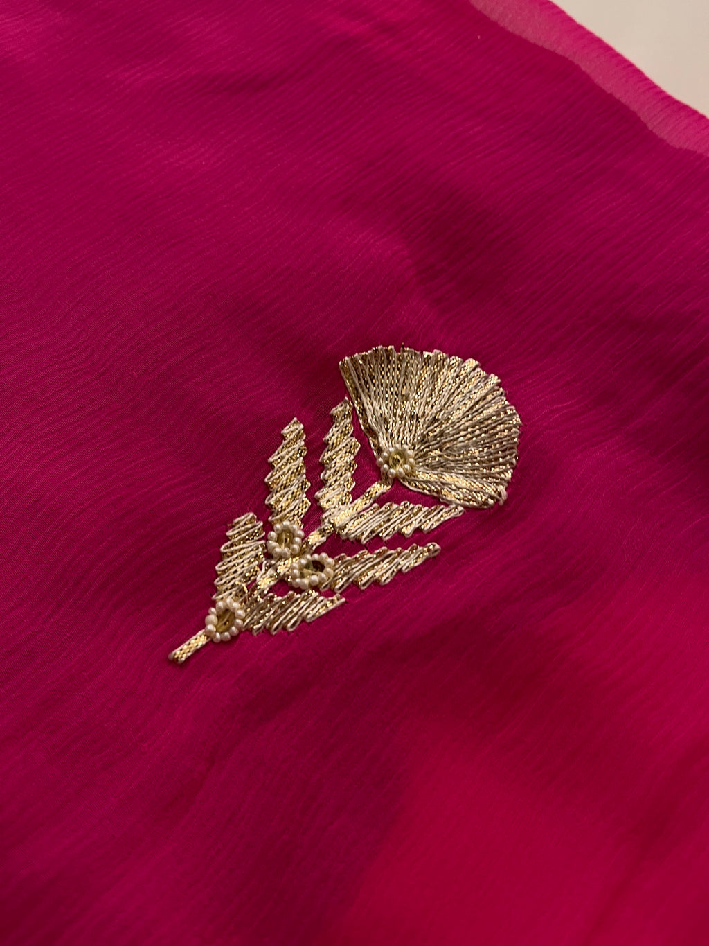 Hot Pink Georgette Saree