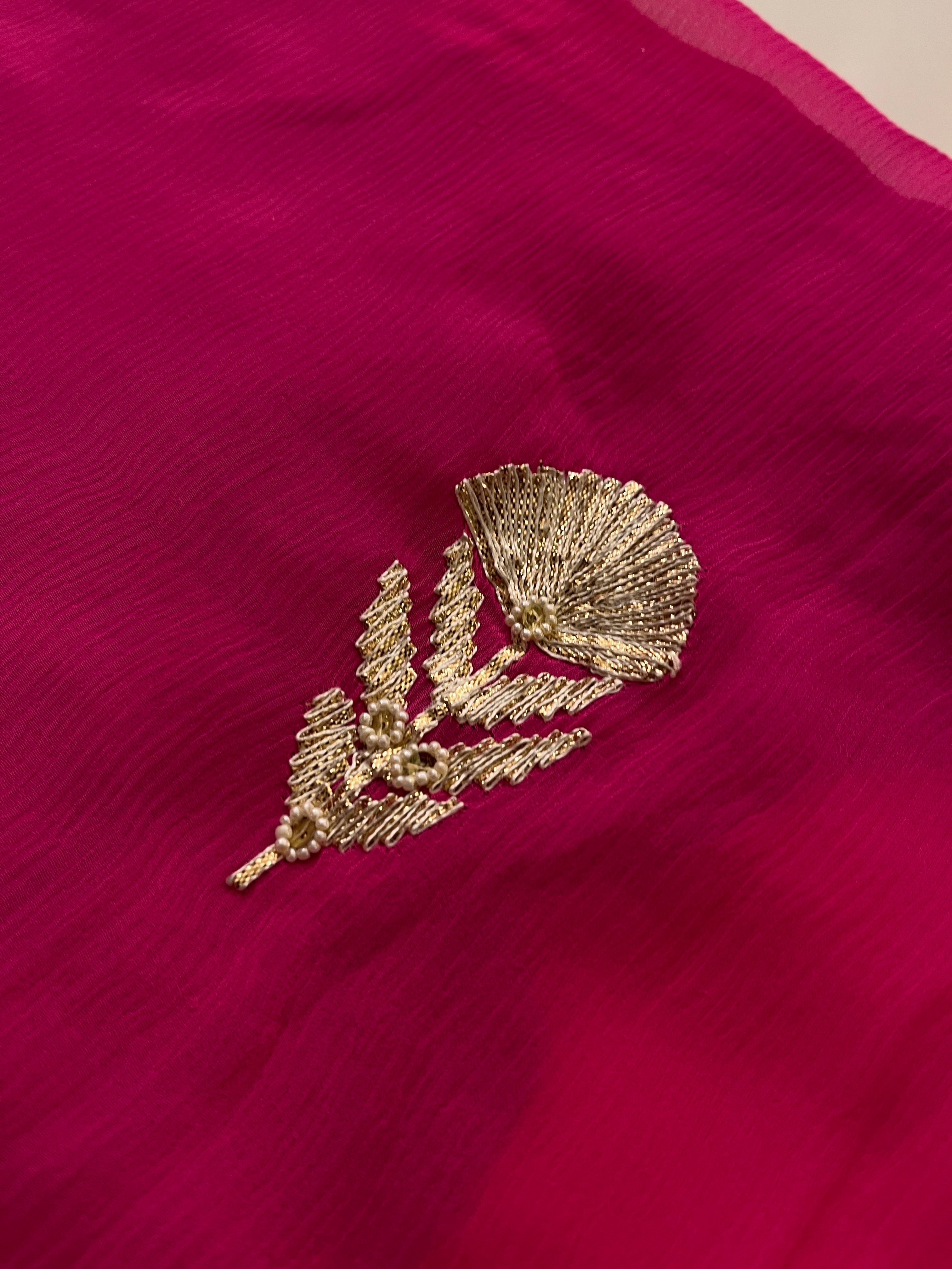 Hot Pink Georgette Saree