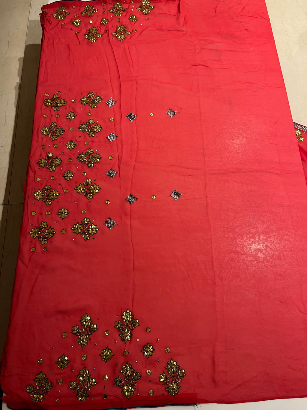 Georgette and Brocade Lehenga Set