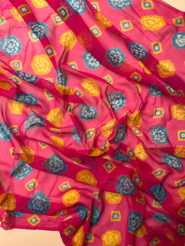 multi coloured pure chiffon saree