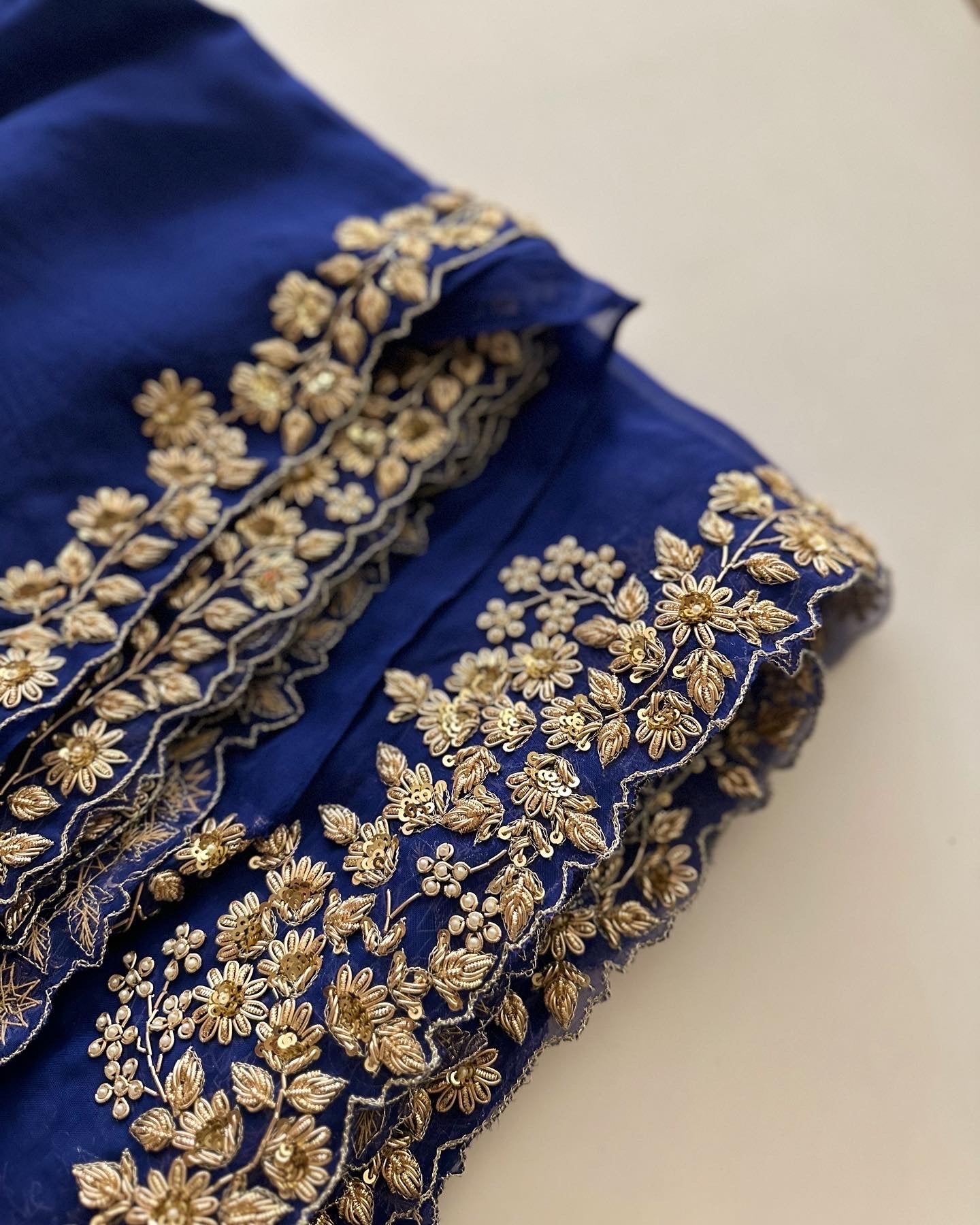 Peacock Blue Zardozi Saree