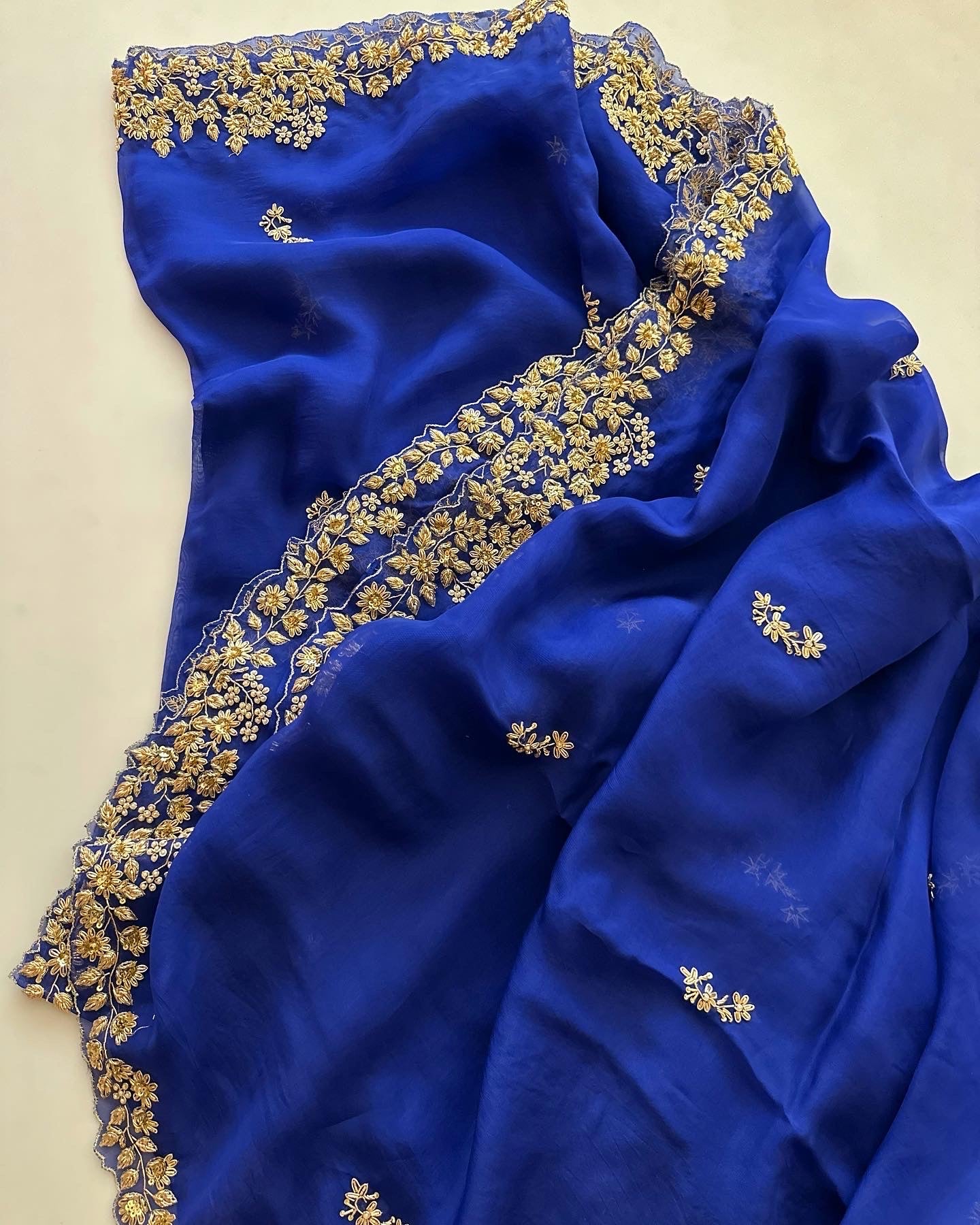Peacock Blue Zardozi Saree