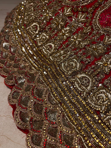 Red and Golden heavy stone lehenga Set