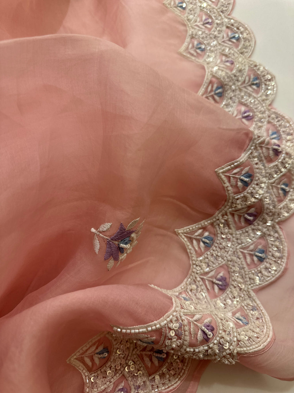 Soft Pink Pearl saree with pearl blouse