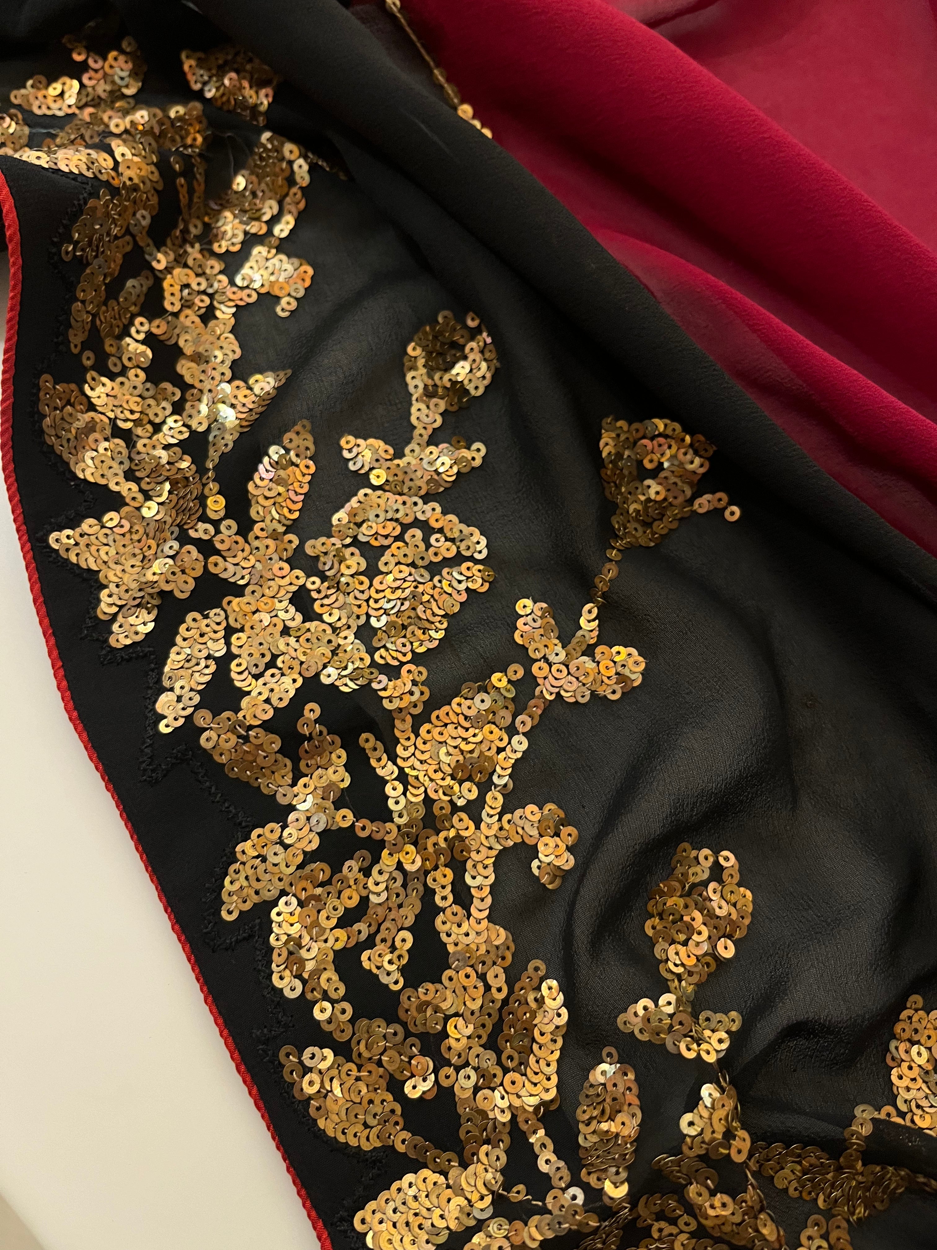 Cherry Red Georgette Saree