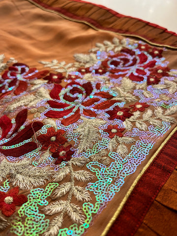 Peach sequins Saree