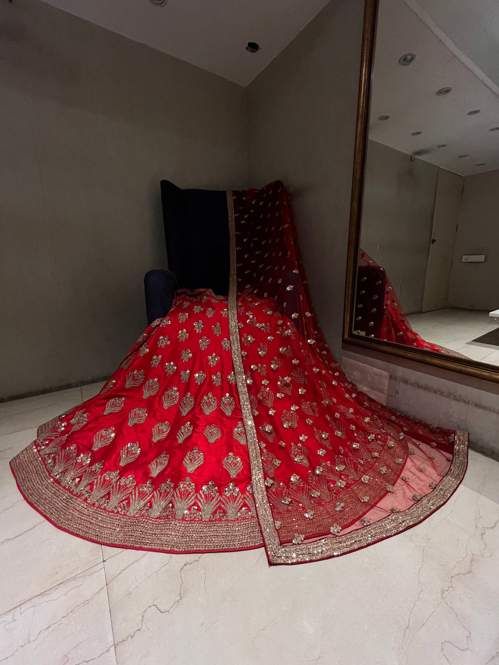 bridal red sequins lehenga set