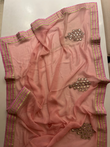 Pastel Pink Georgette Saree