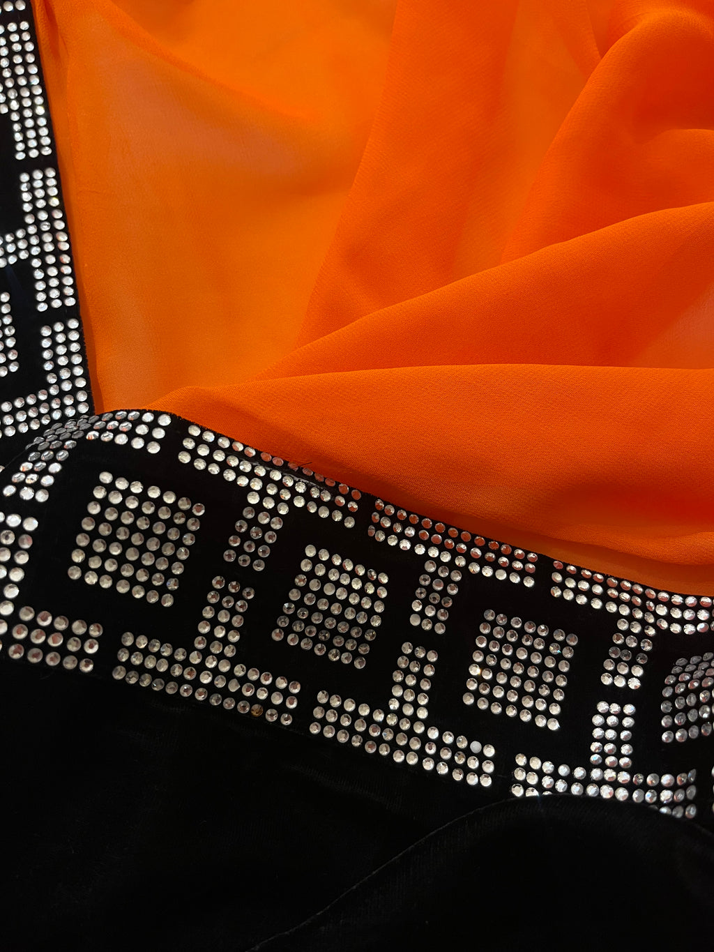 Tangerine PureGeorgette Saree
