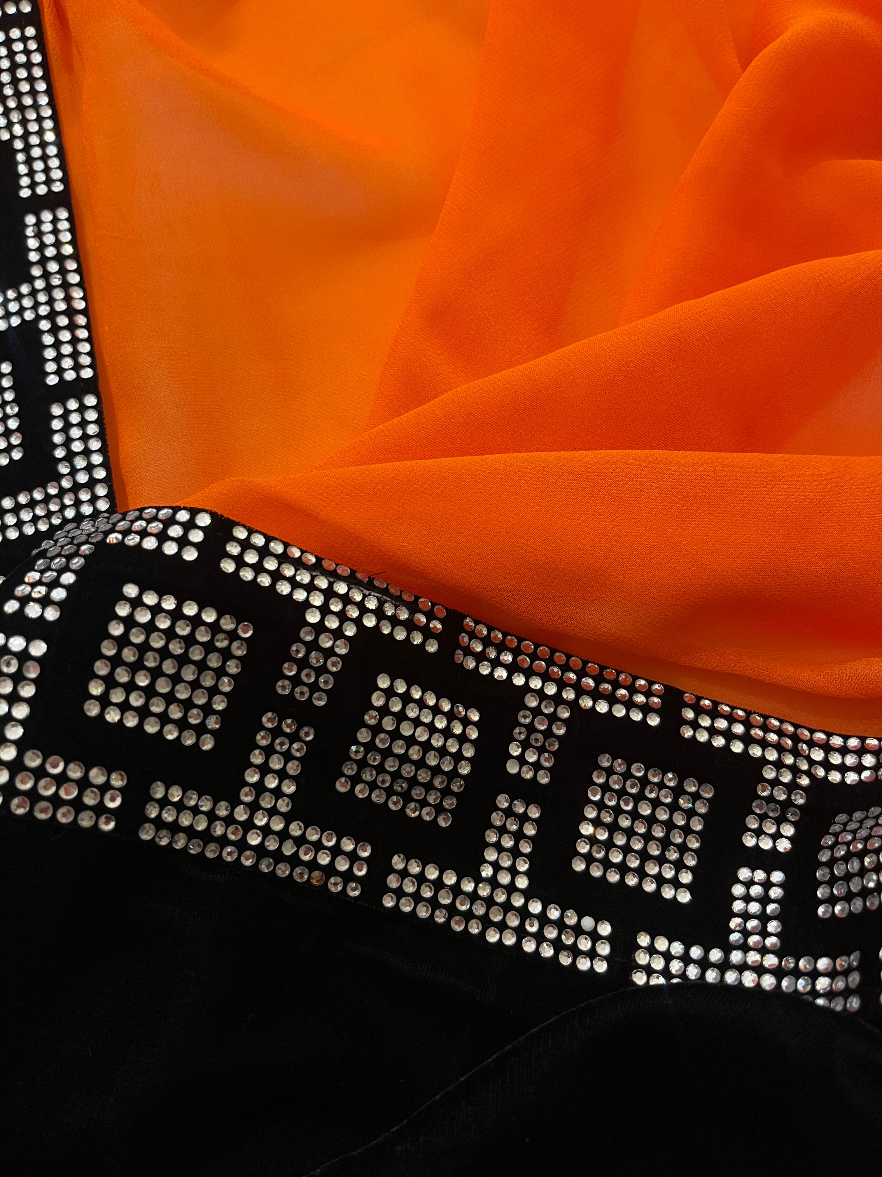 Tangerine PureGeorgette Saree