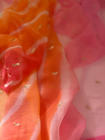 Lehriya delicate handwork saree