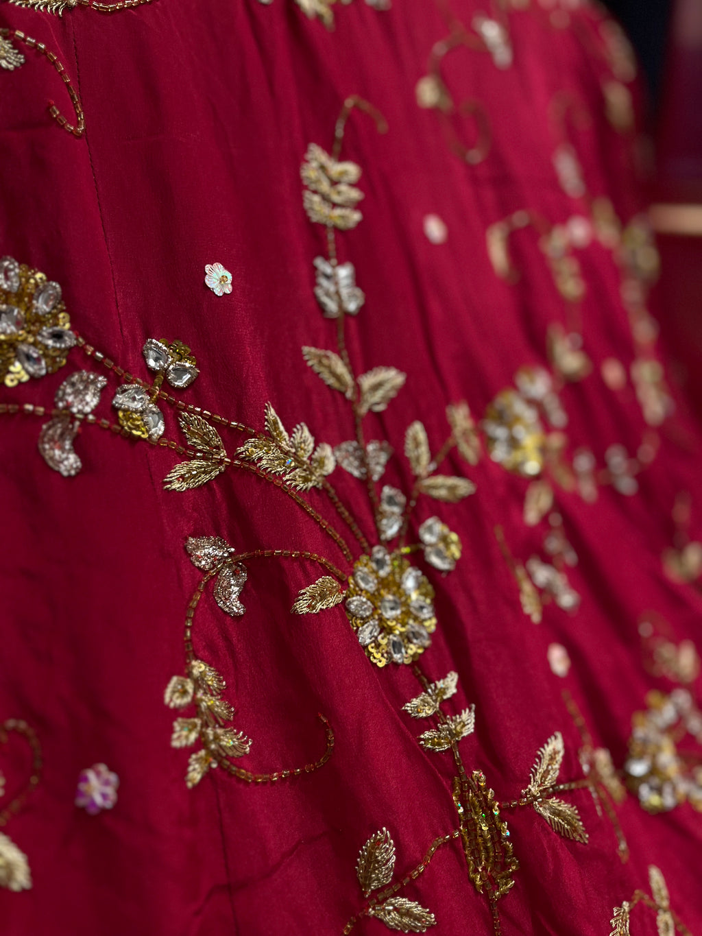 Unstitched Soft Red Lehenga