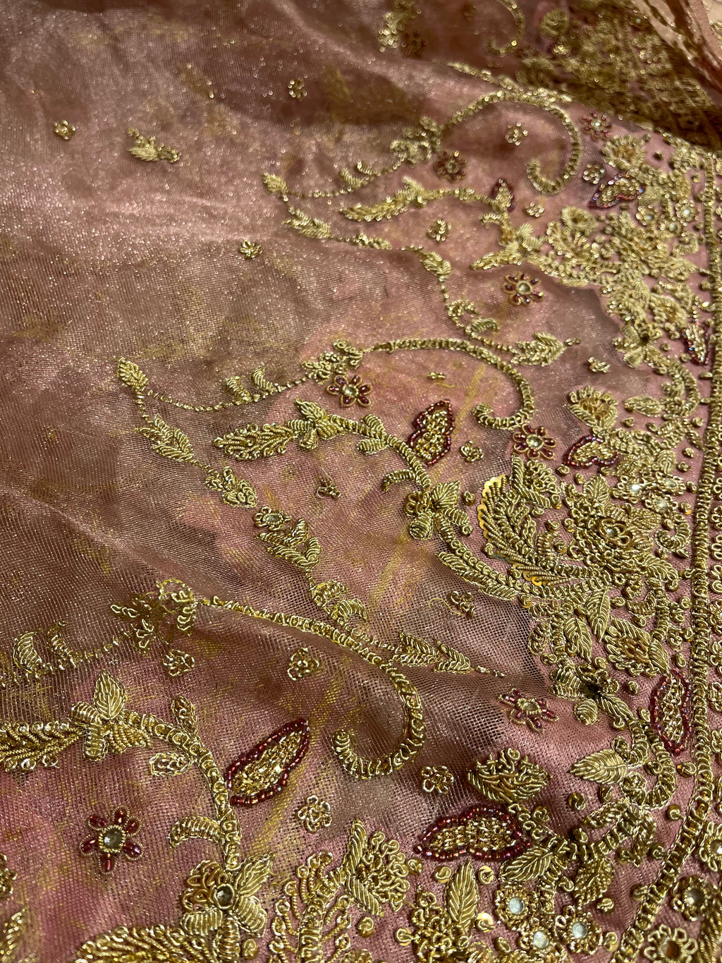 Exclusive zardosi Rusty Pink Lehenga