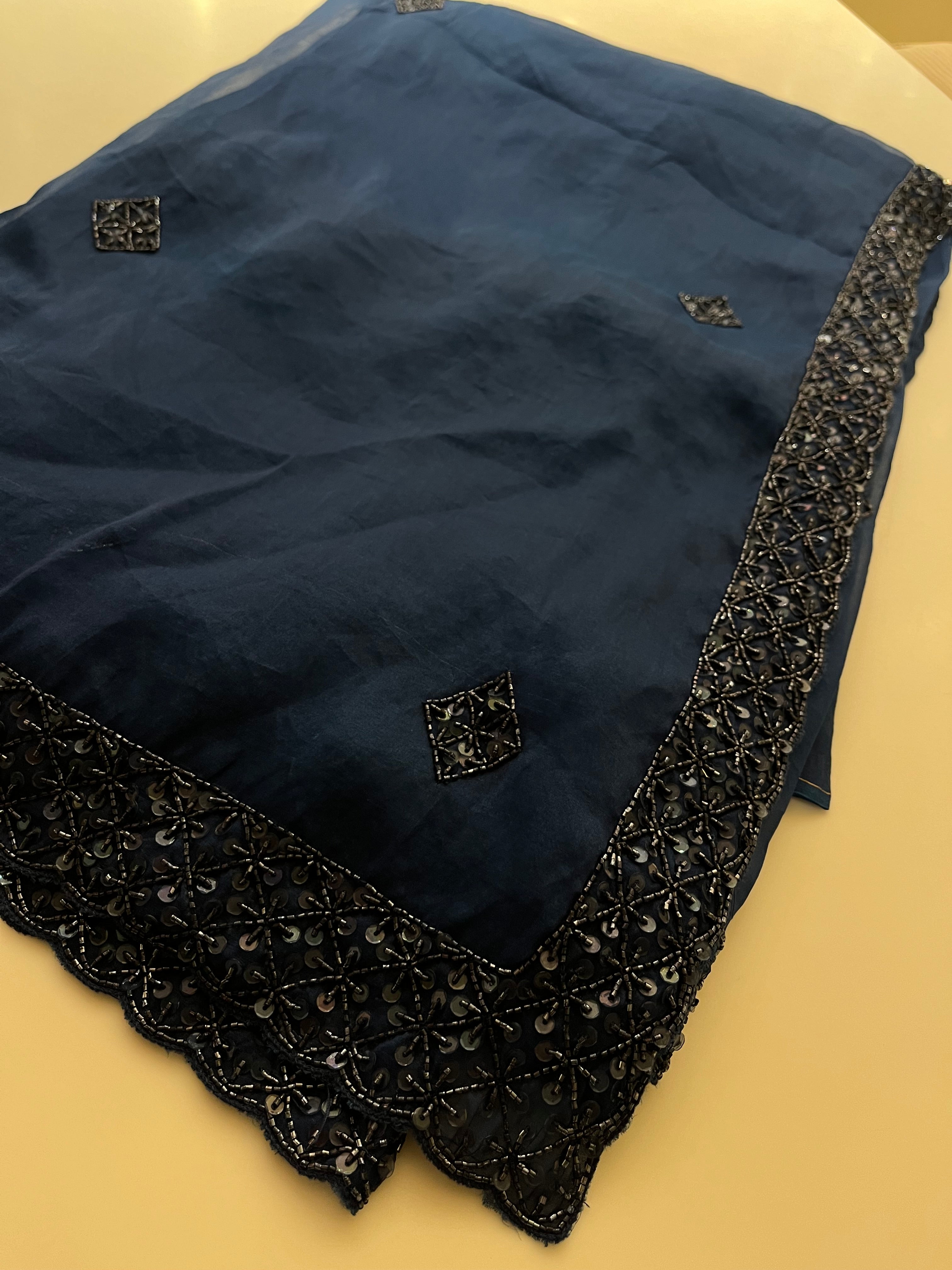Midnight Blue Organza saree