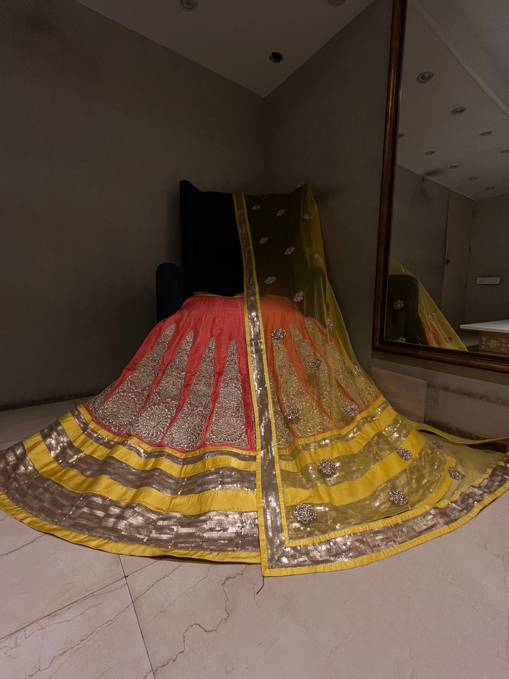 yellow&peach lehenga set