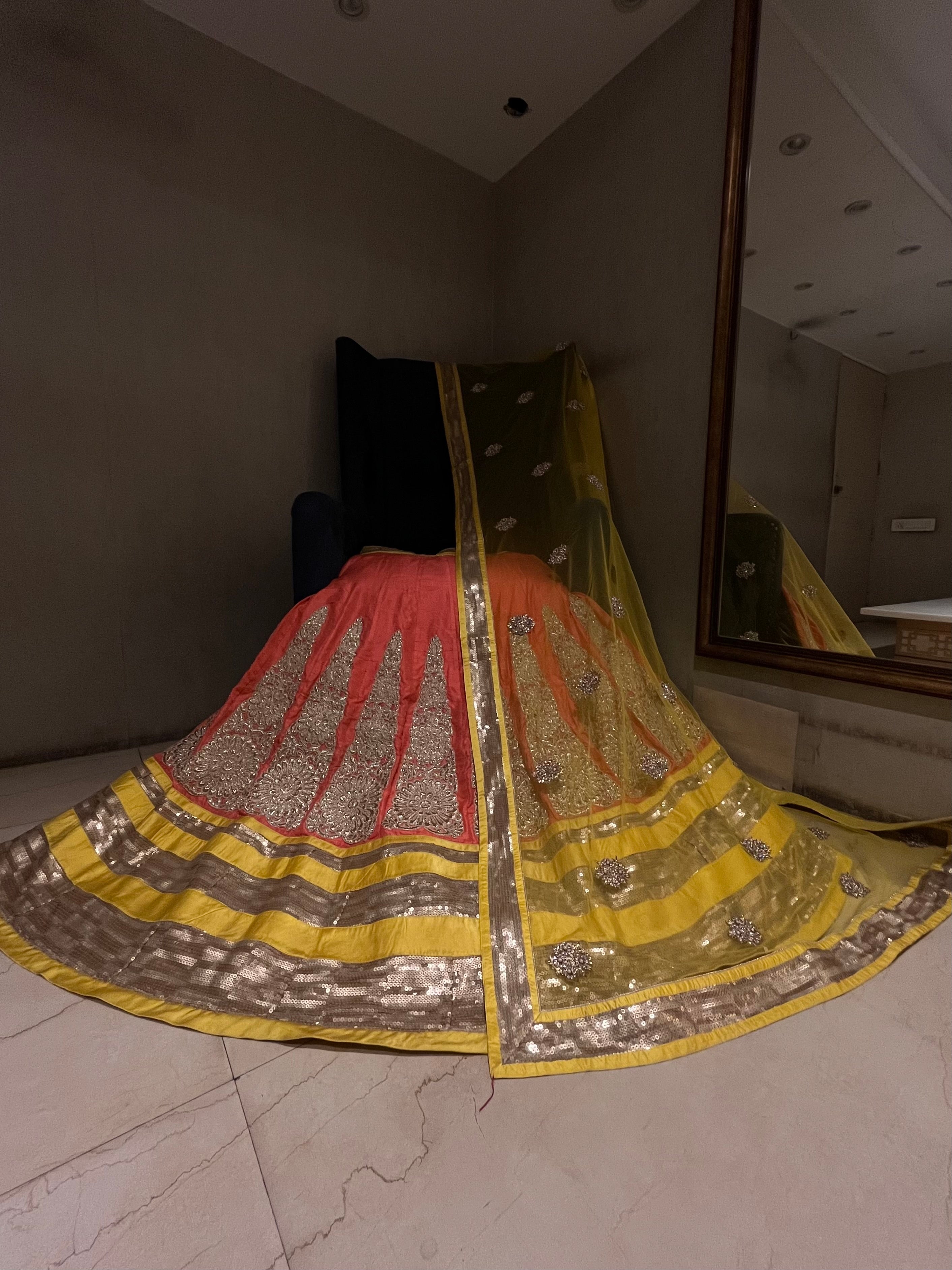 yellow&peach lehenga set