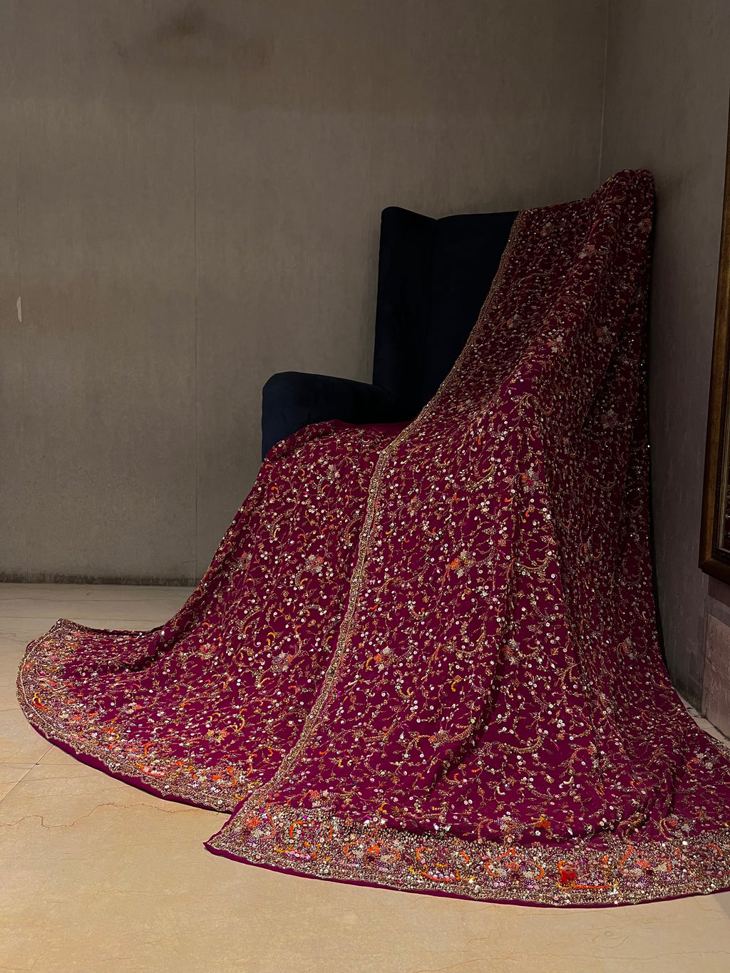 Bridal Magenta Jaipuri Lehenga Set