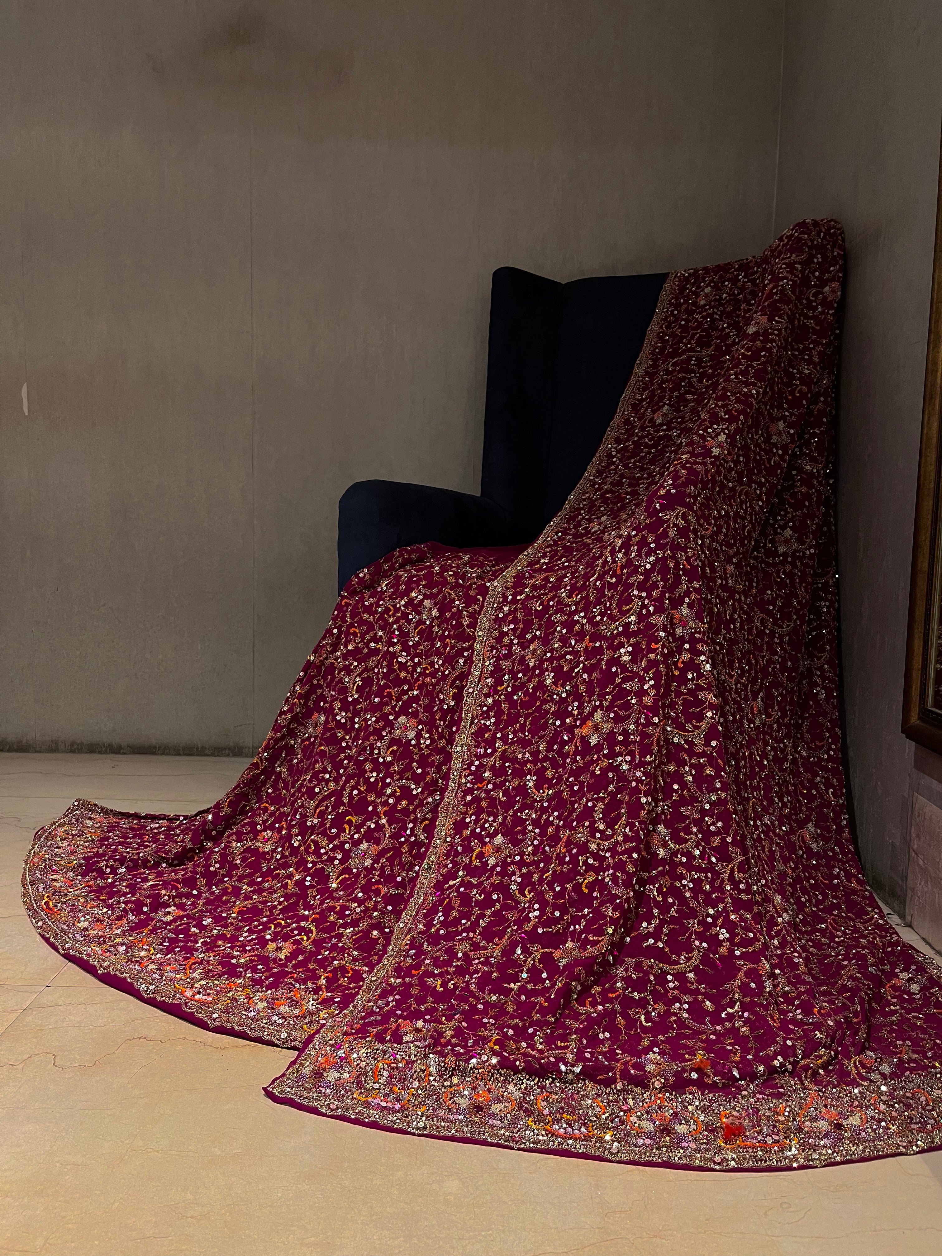 Bridal Magenta Jaipuri Lehenga Set