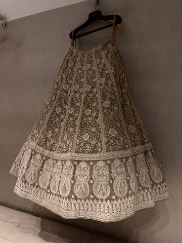 Lucknowi bagh net lehenga set