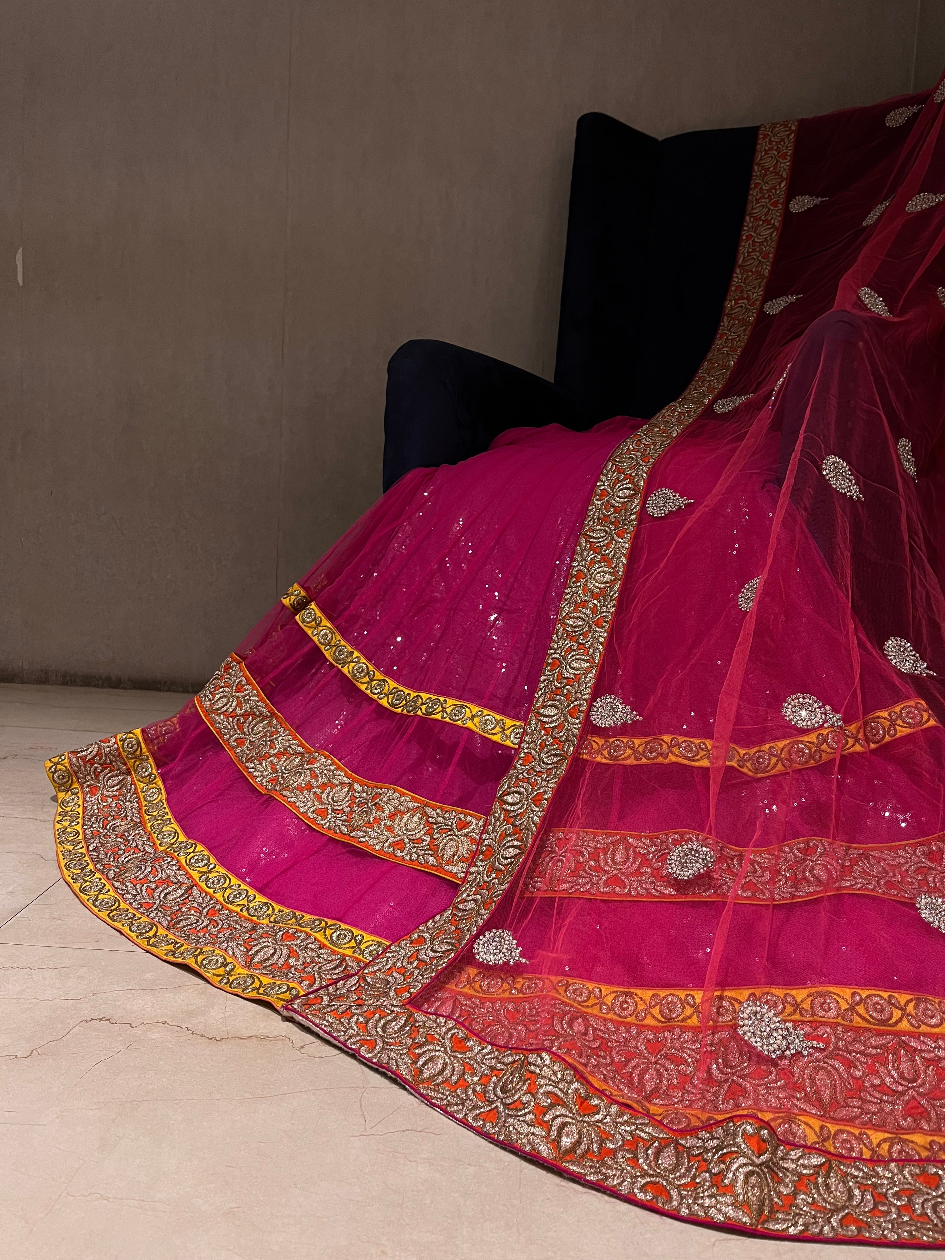 Raani Pink sequins lehenga set