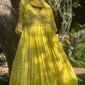 Lemon yellow crushed lehenga set