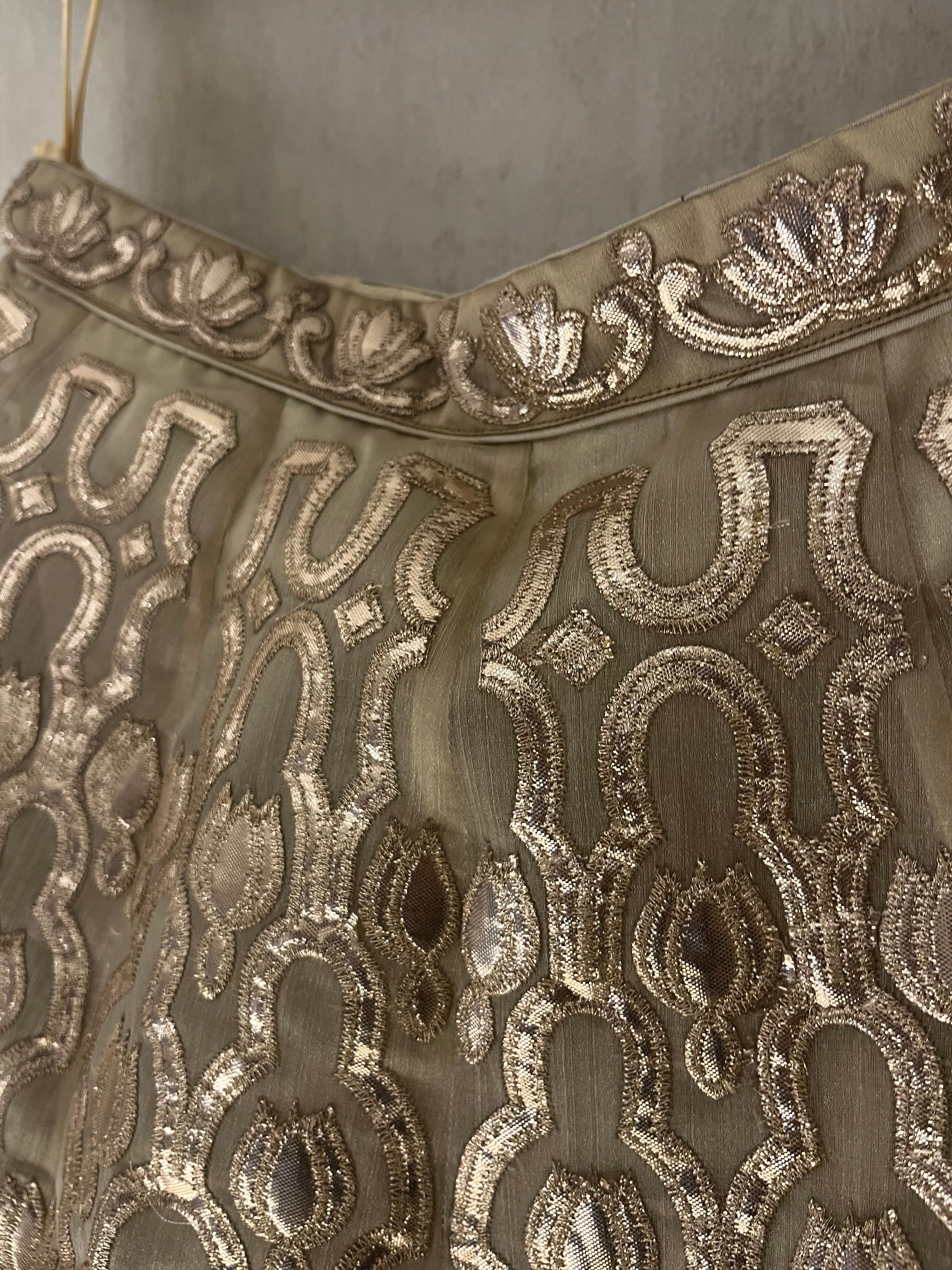Golden Organza Lotus Lehenga Set