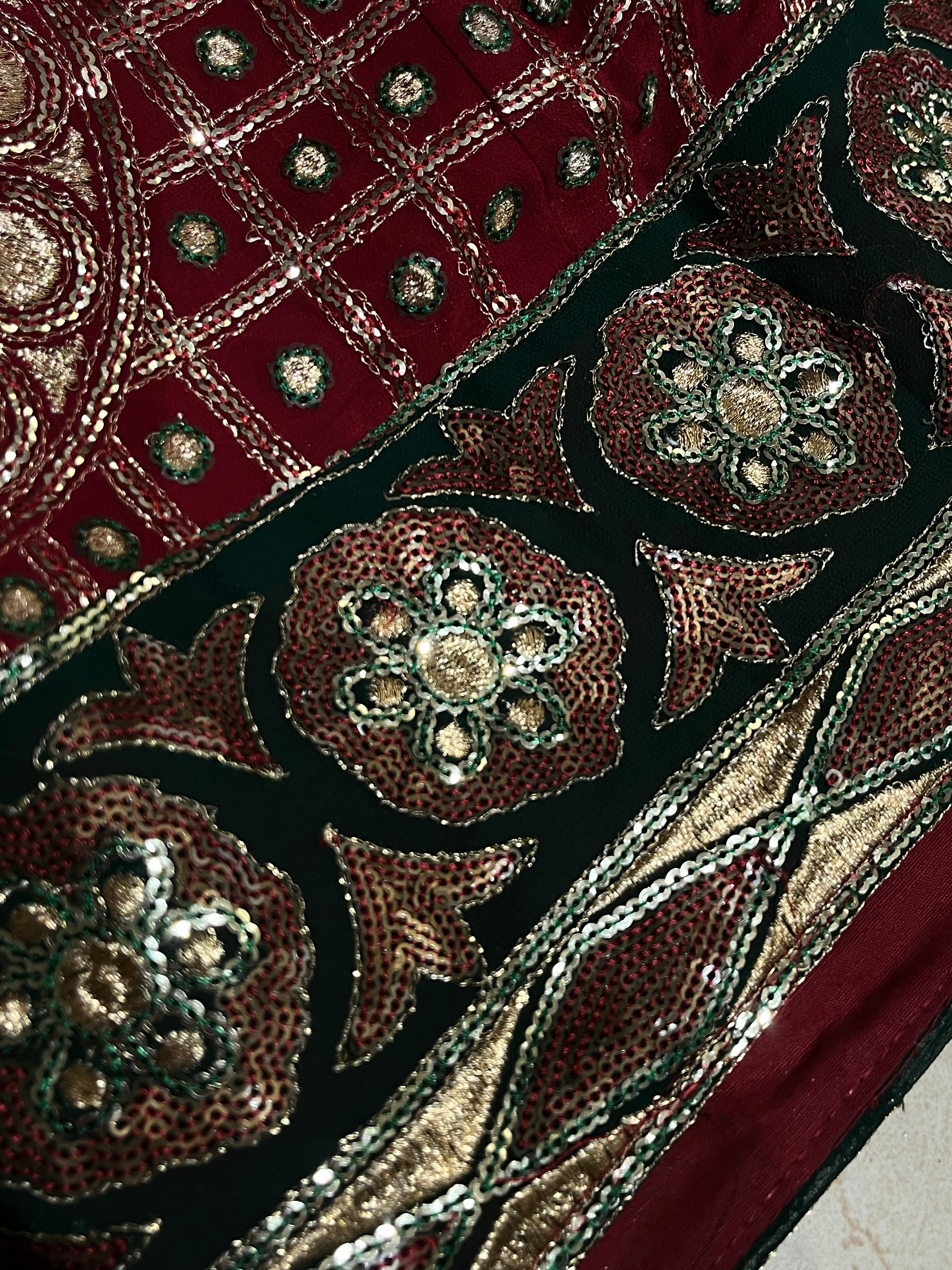 Deep Red Sequins Lehenga Set