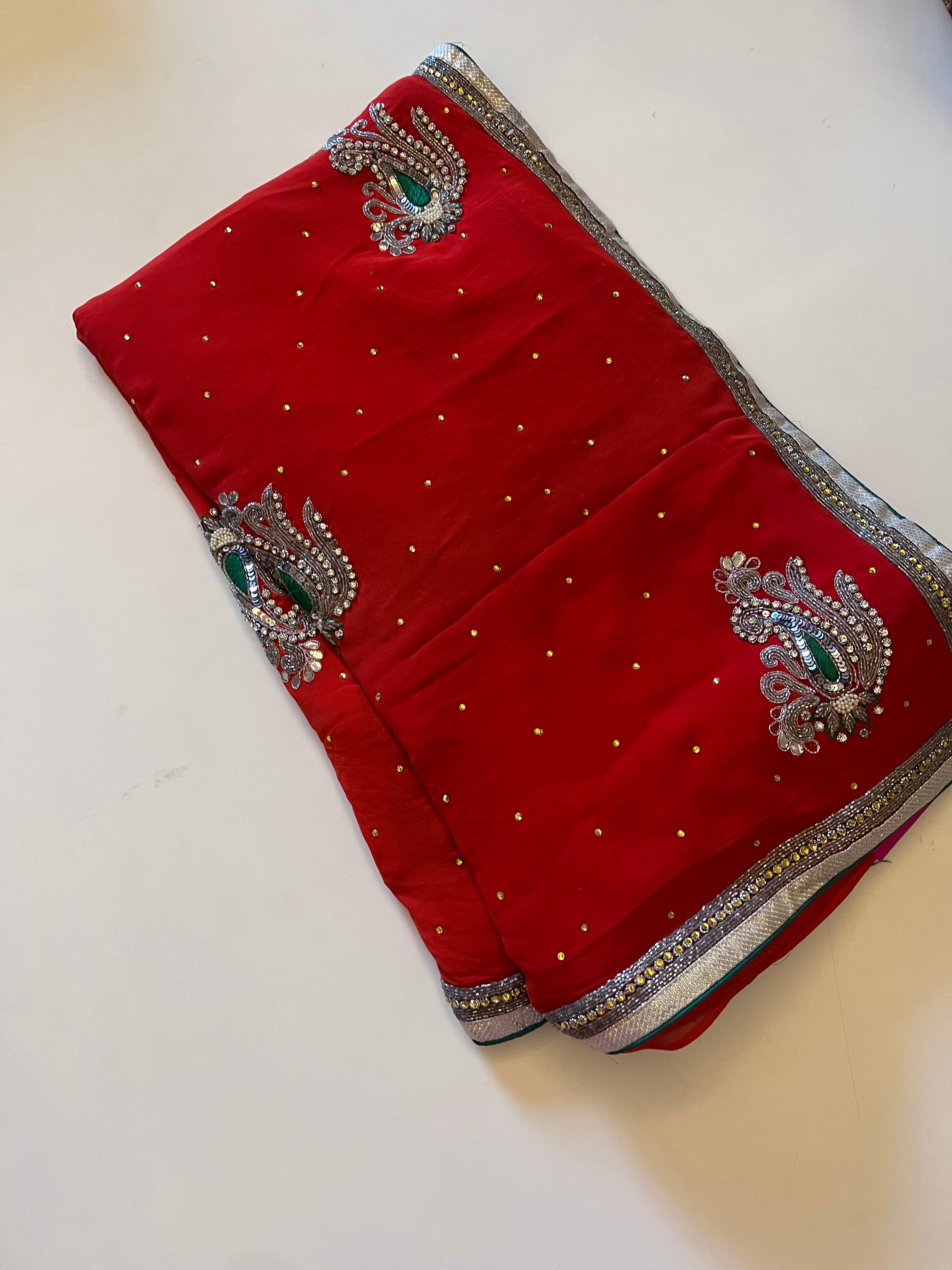 Pure Red Pure Georgette