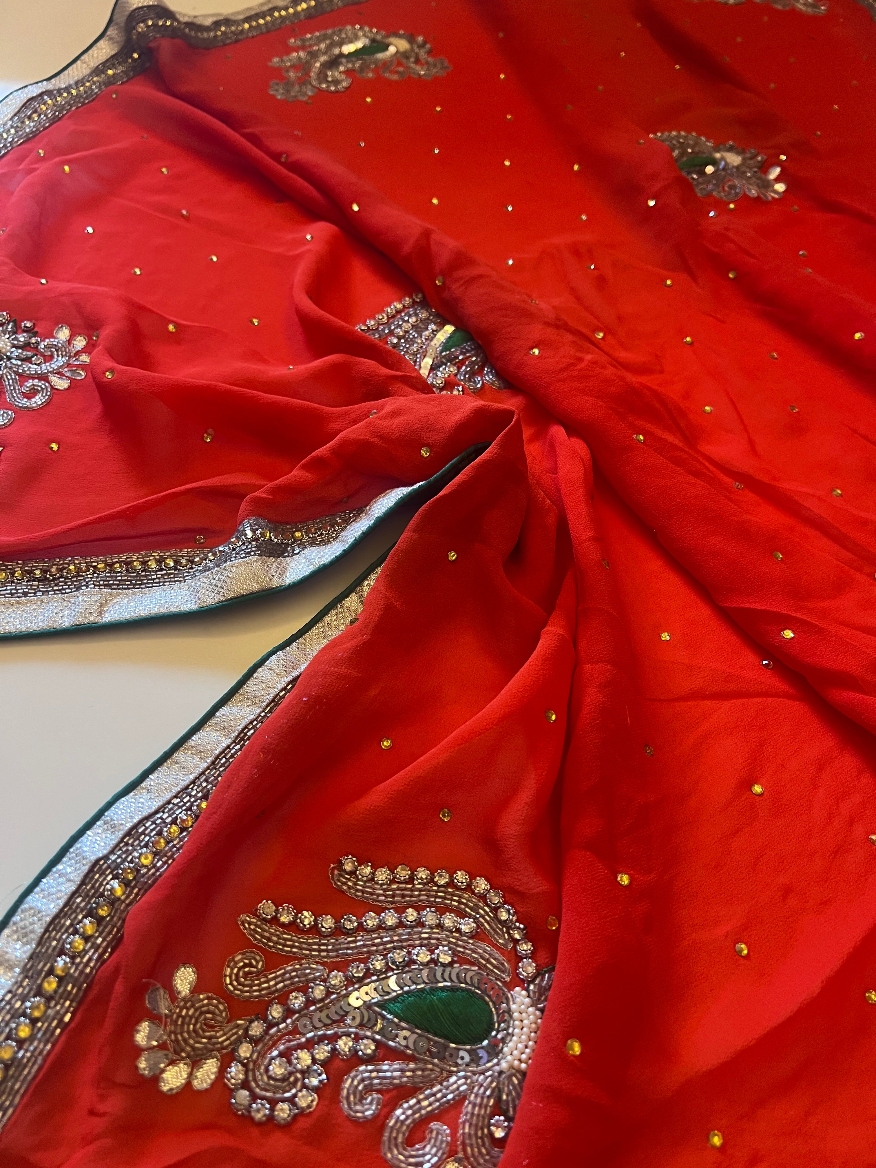 Pure Red Pure Georgette