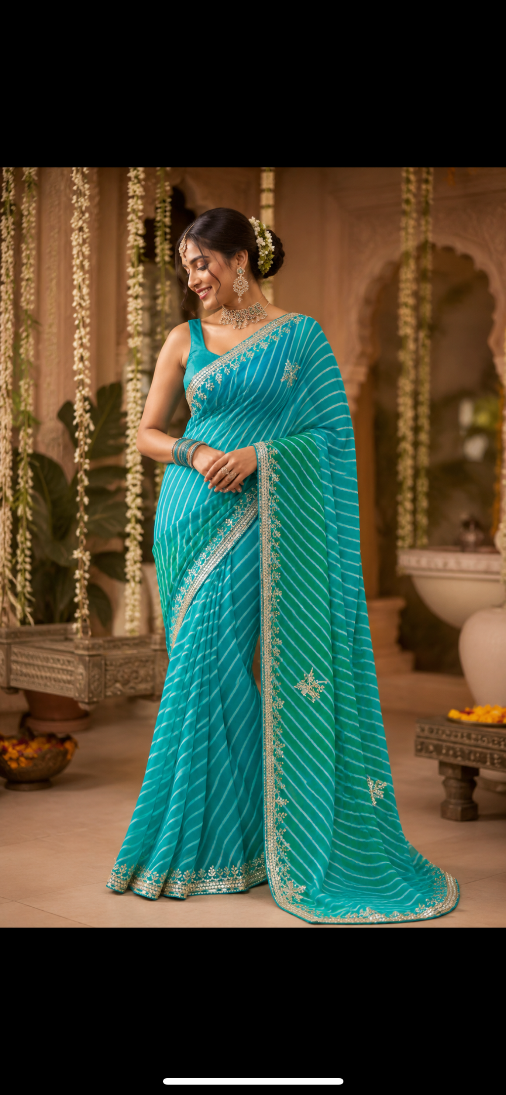 Sea green Leheriya’s sari