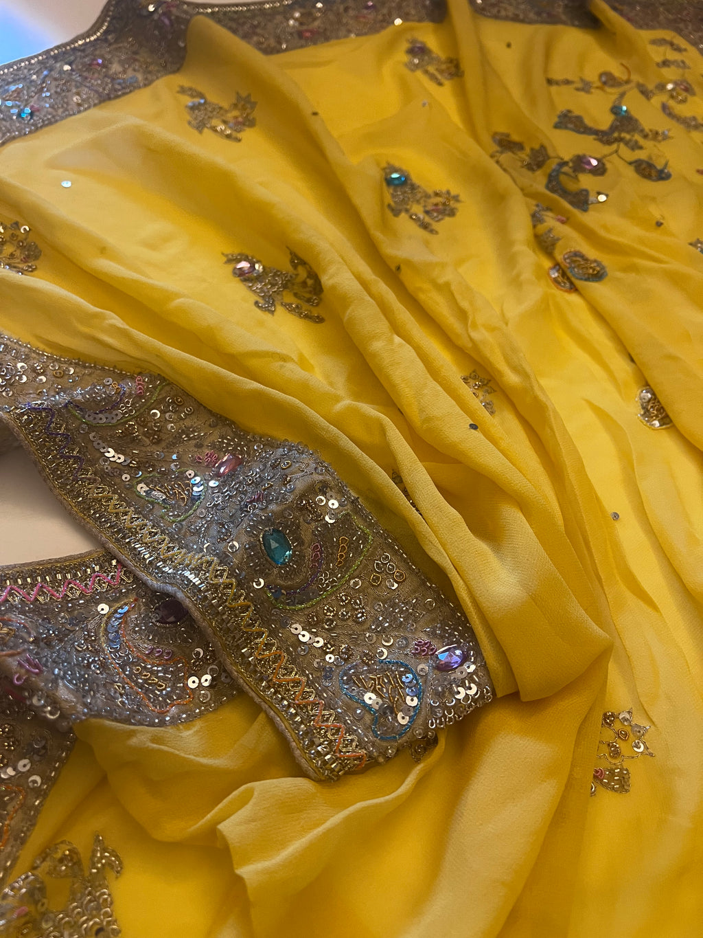 Haldi yellow pure georgette