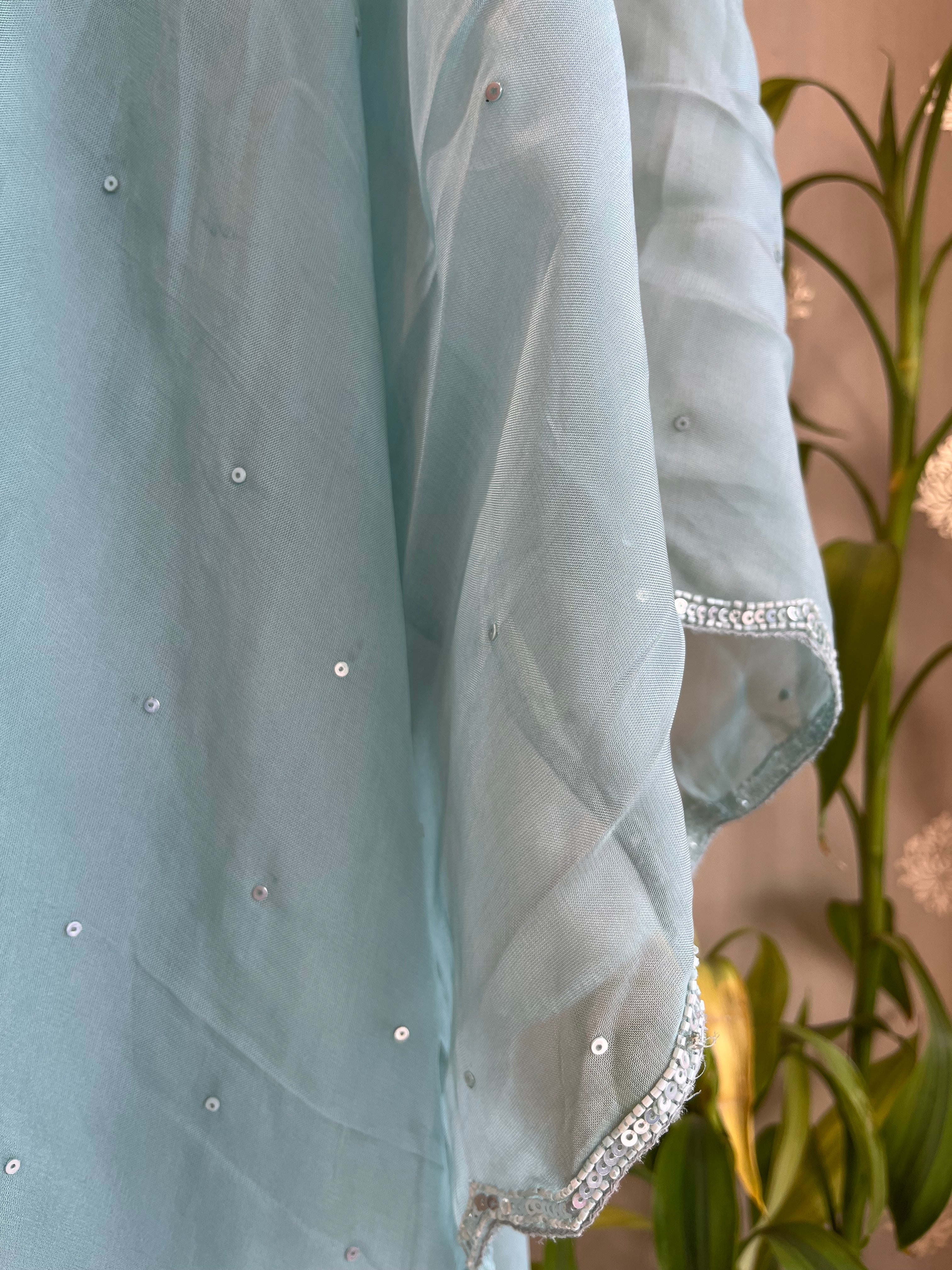 Vintage Blue Plazo Suit Set