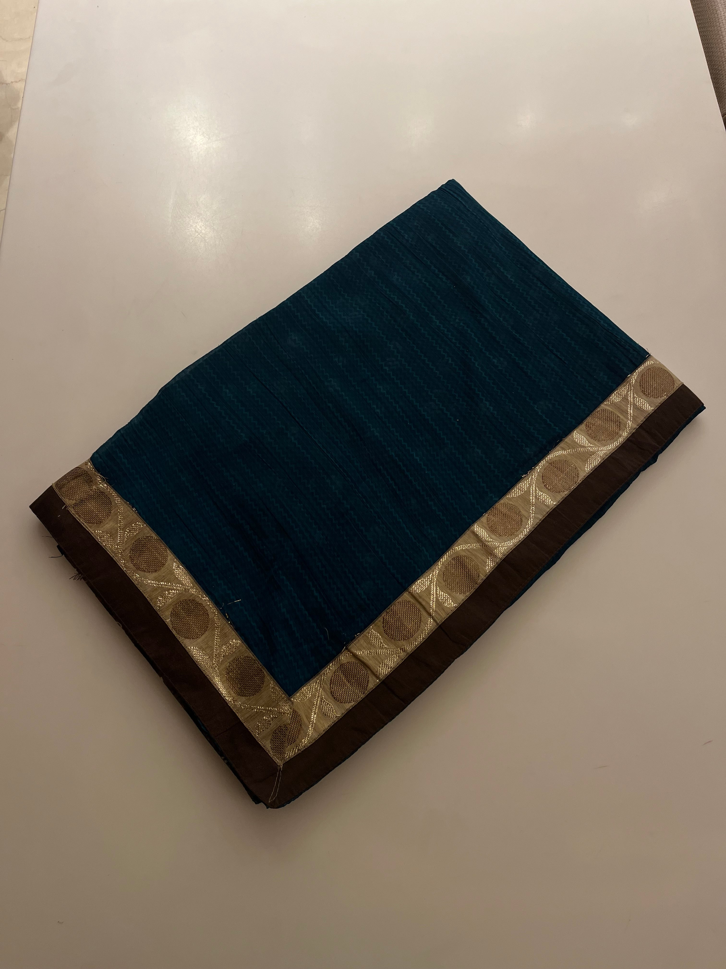 Teal & Brown half half Saree