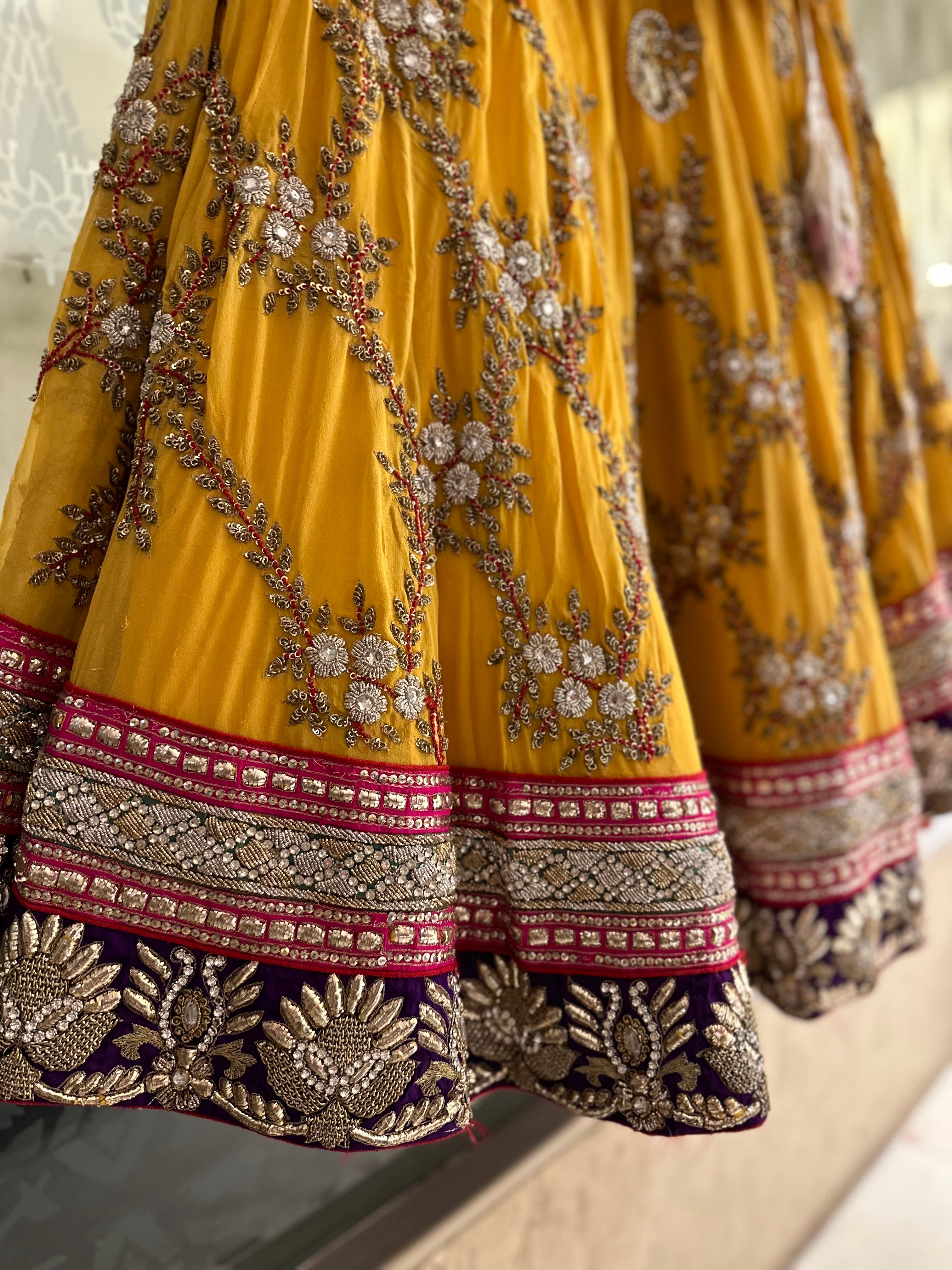 Mango Pure Georgette, heavy Mukesh lehenga