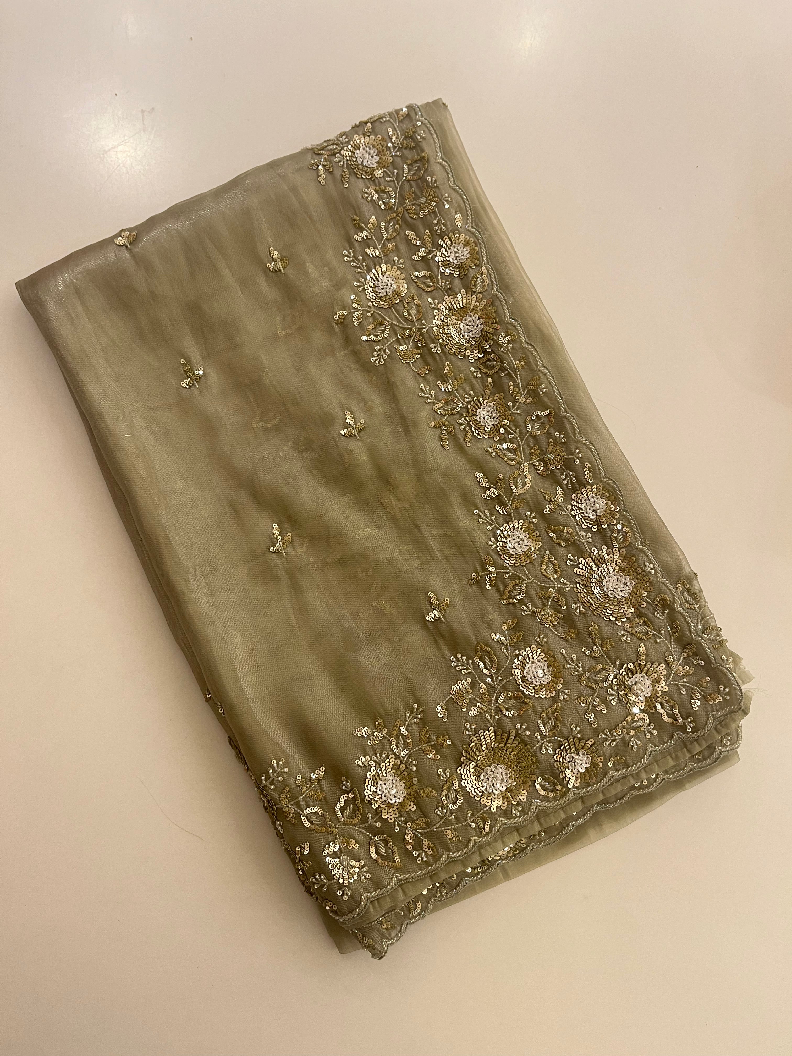 mehendi green tissue saree