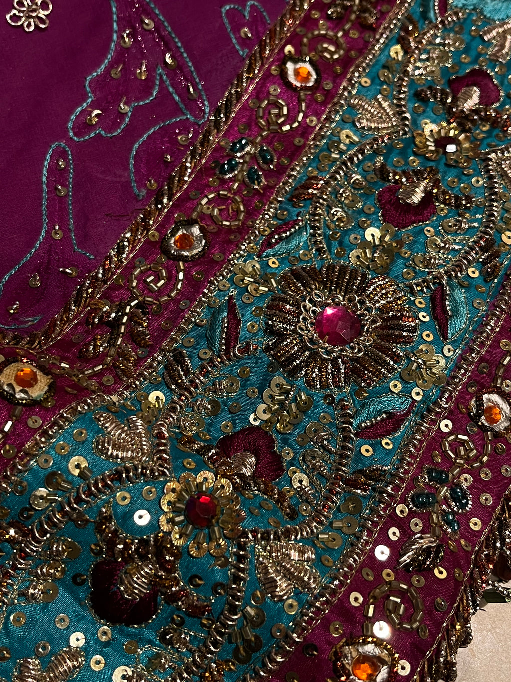 Firozi & Pink Ombré Georgette Lehenga