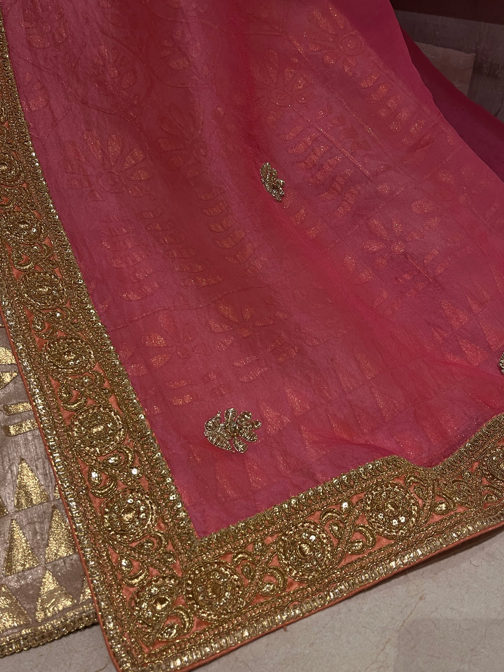 Golden &Pink light lehenga set