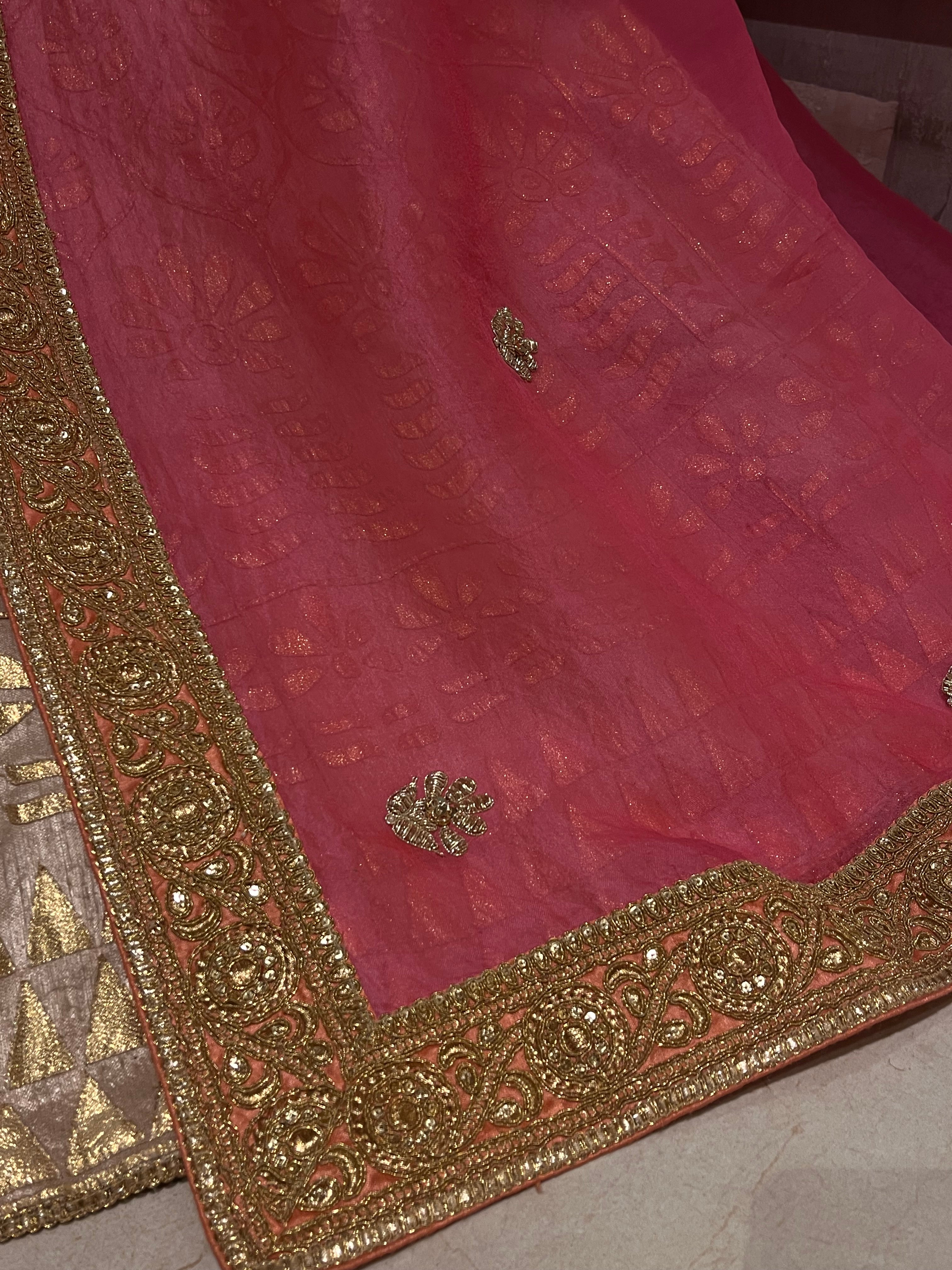 Golden &Pink light lehenga set