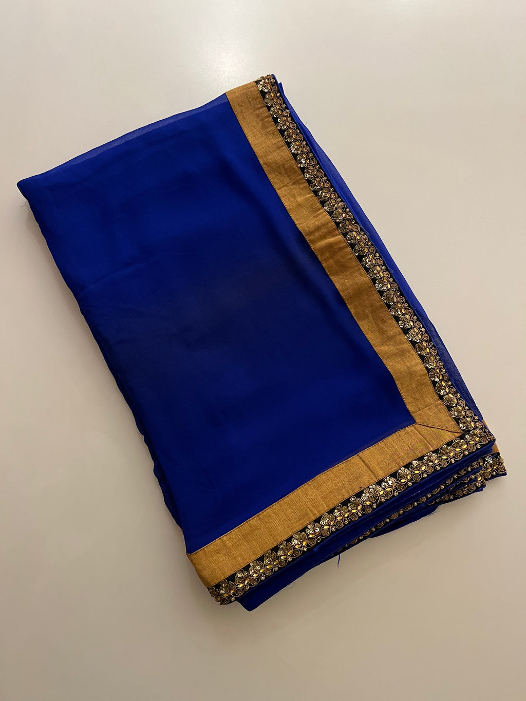Royal Blue Pure Georgette Saree