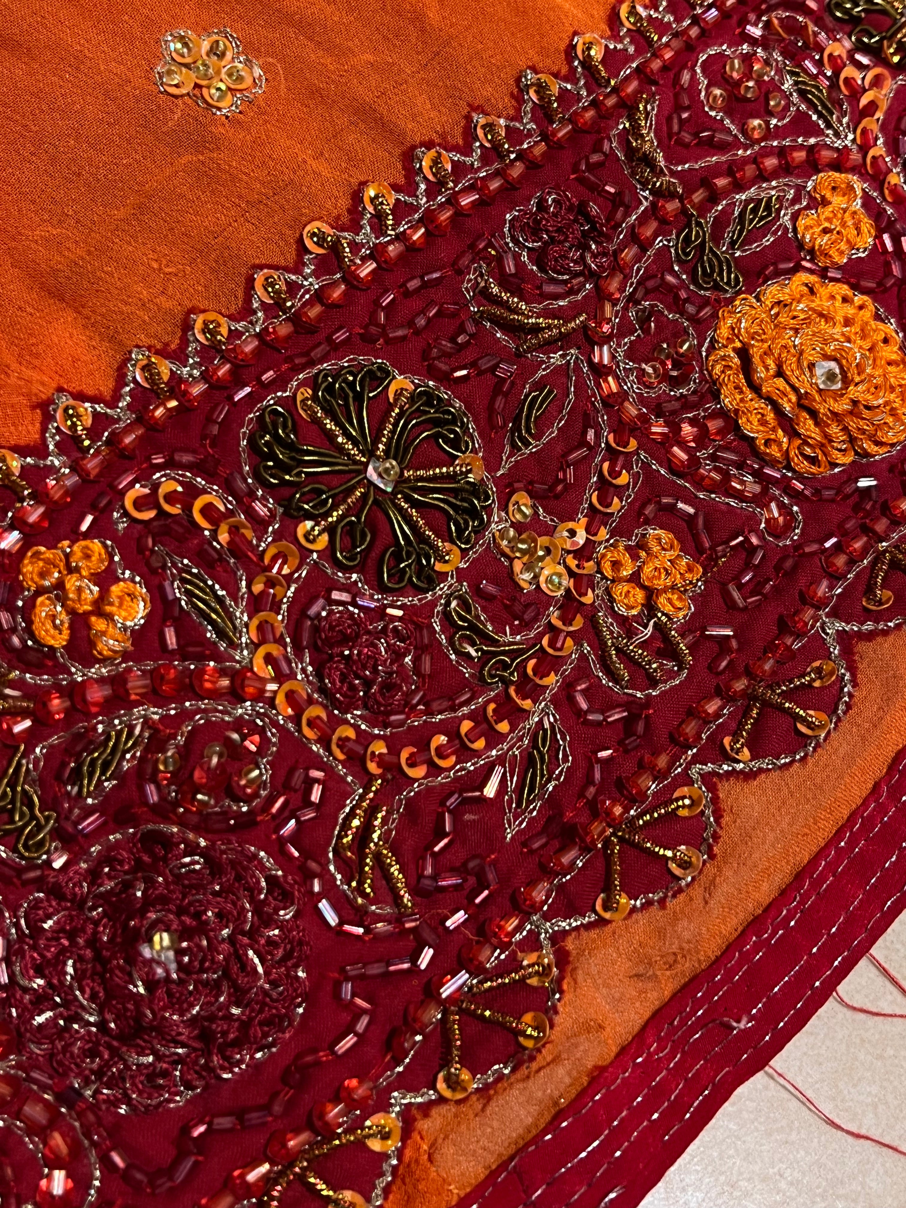Orange and red Ombré Lehenga set