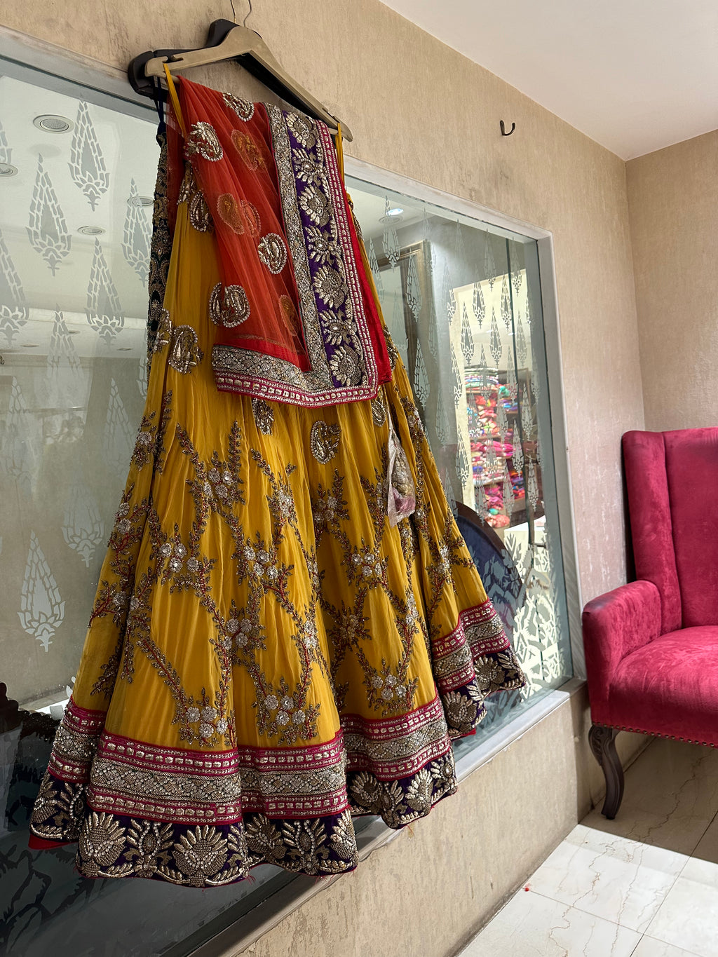 Mango Pure Georgette, heavy Mukesh lehenga