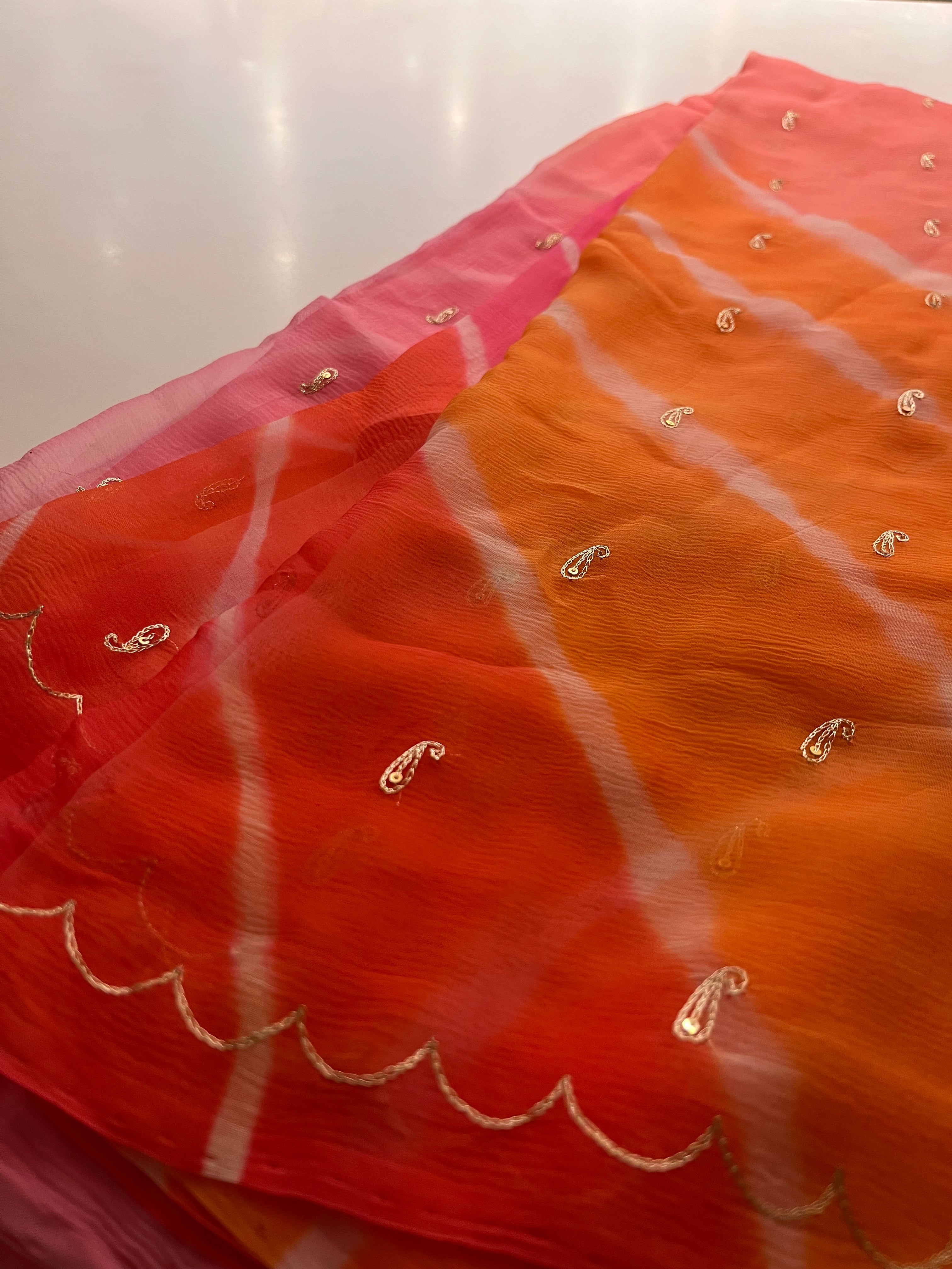 Leheriya In Pure Chiffon saree