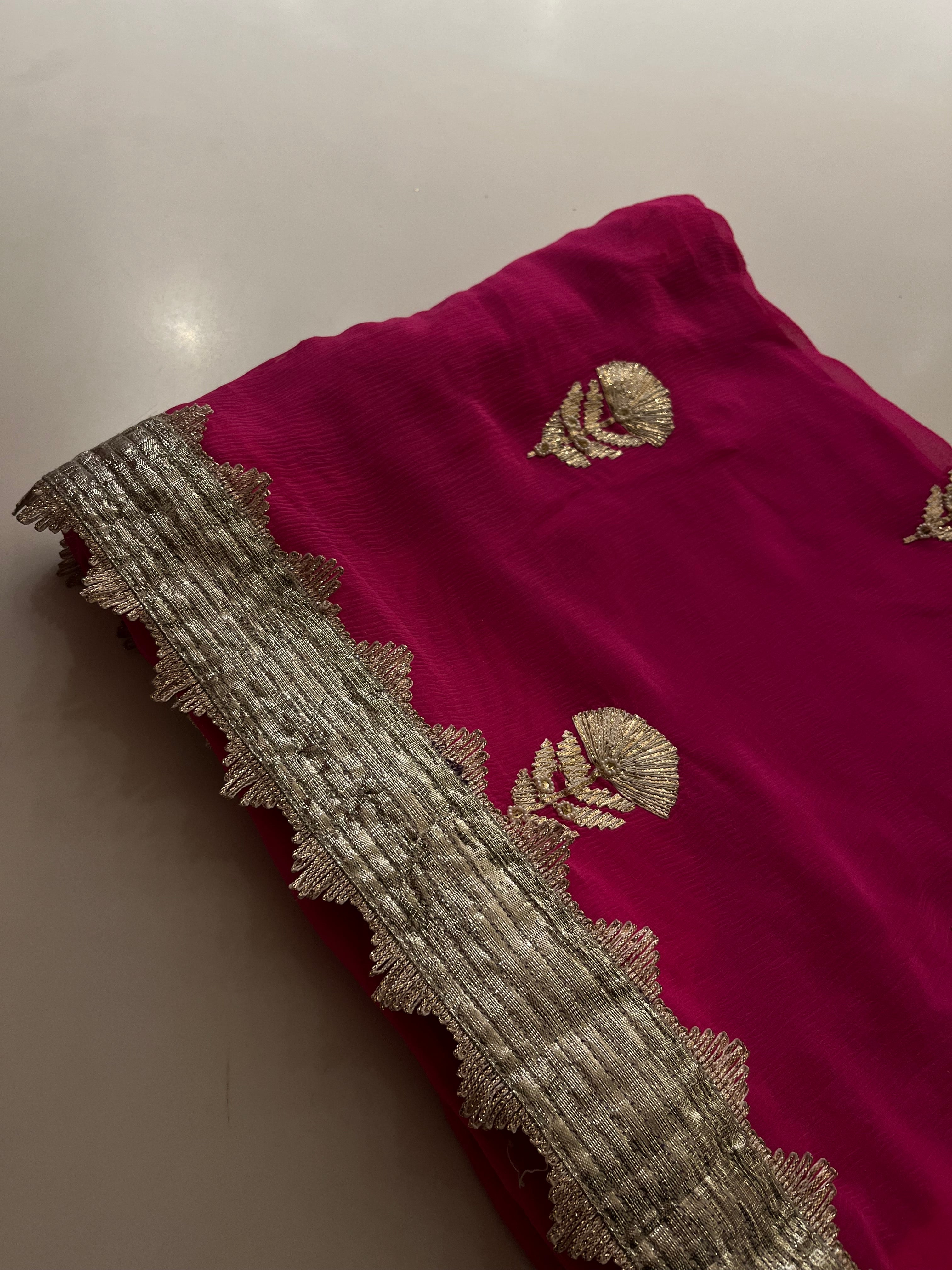 Hot Pink Georgette Saree