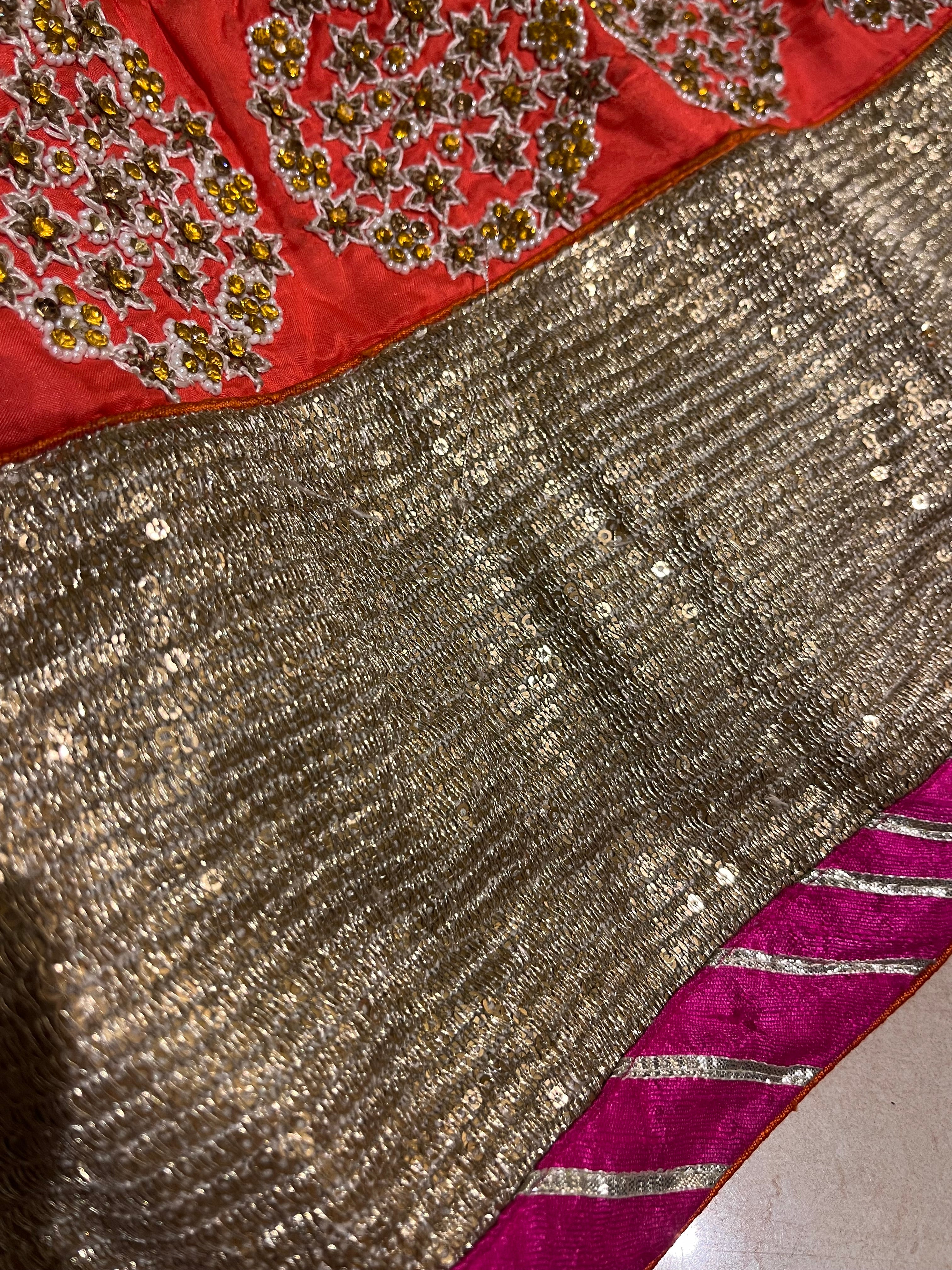 Parrot green sequins lehenga set
