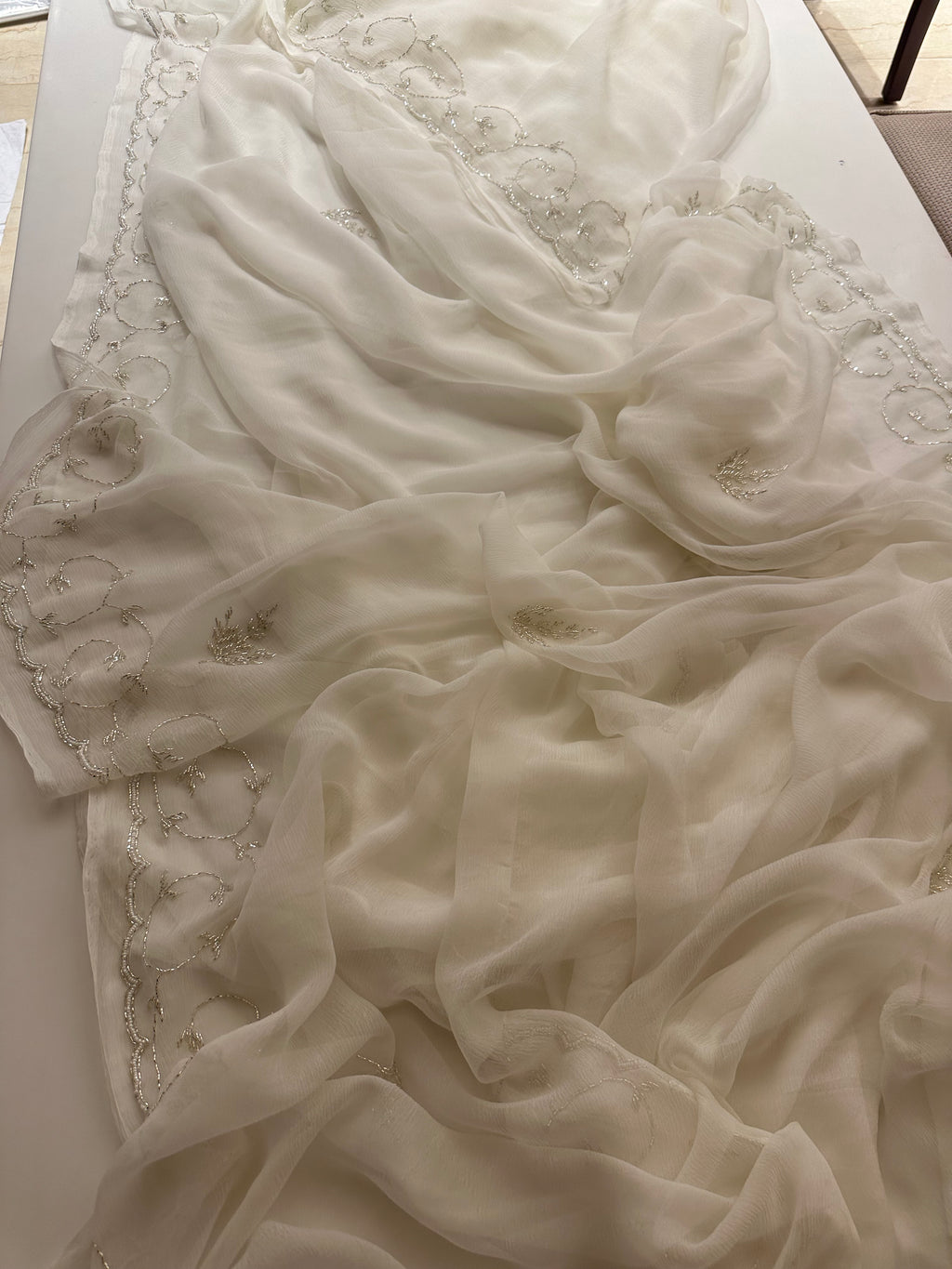 Diamond Saree in Ivory