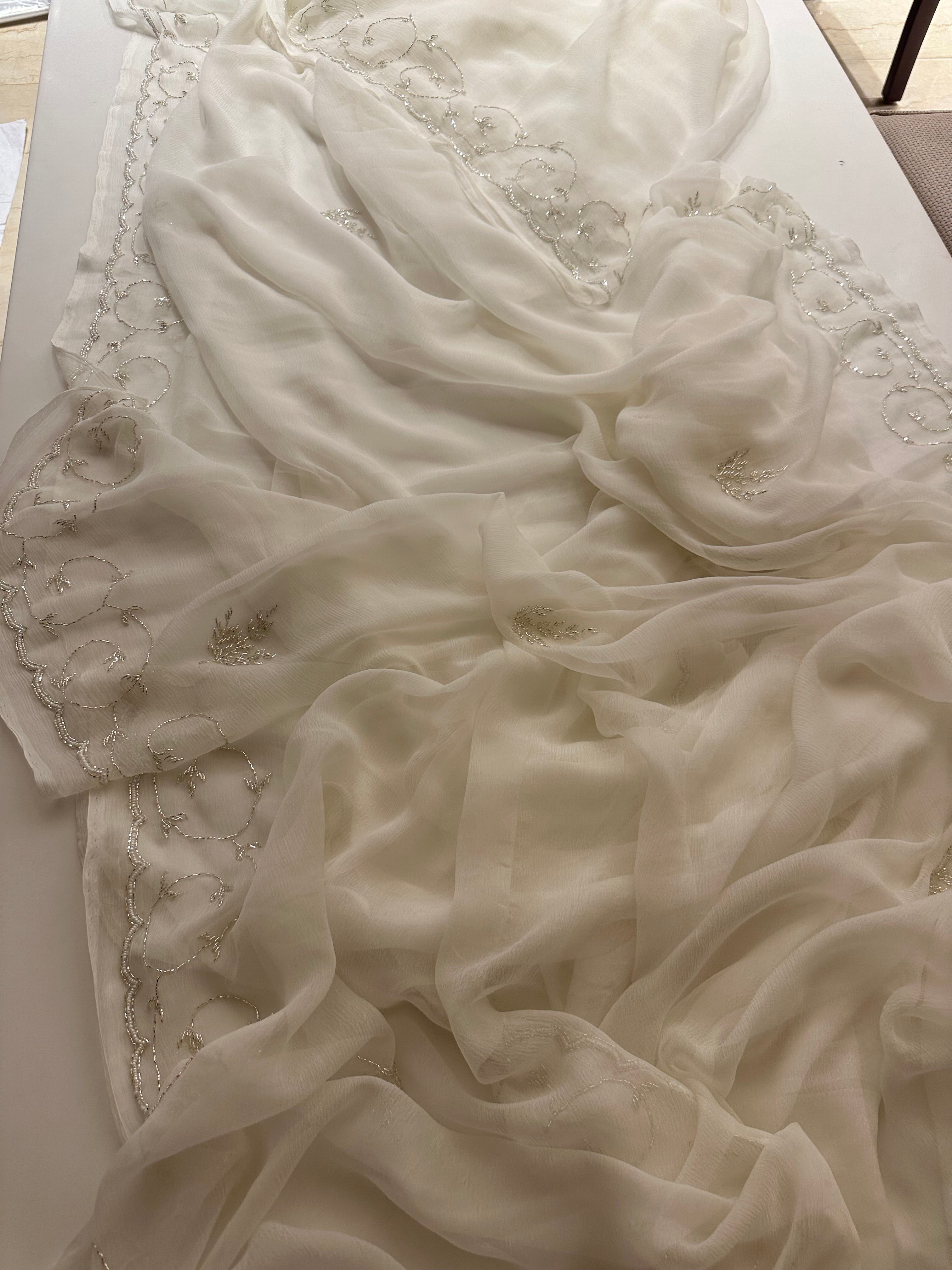 Diamond Saree in Ivory