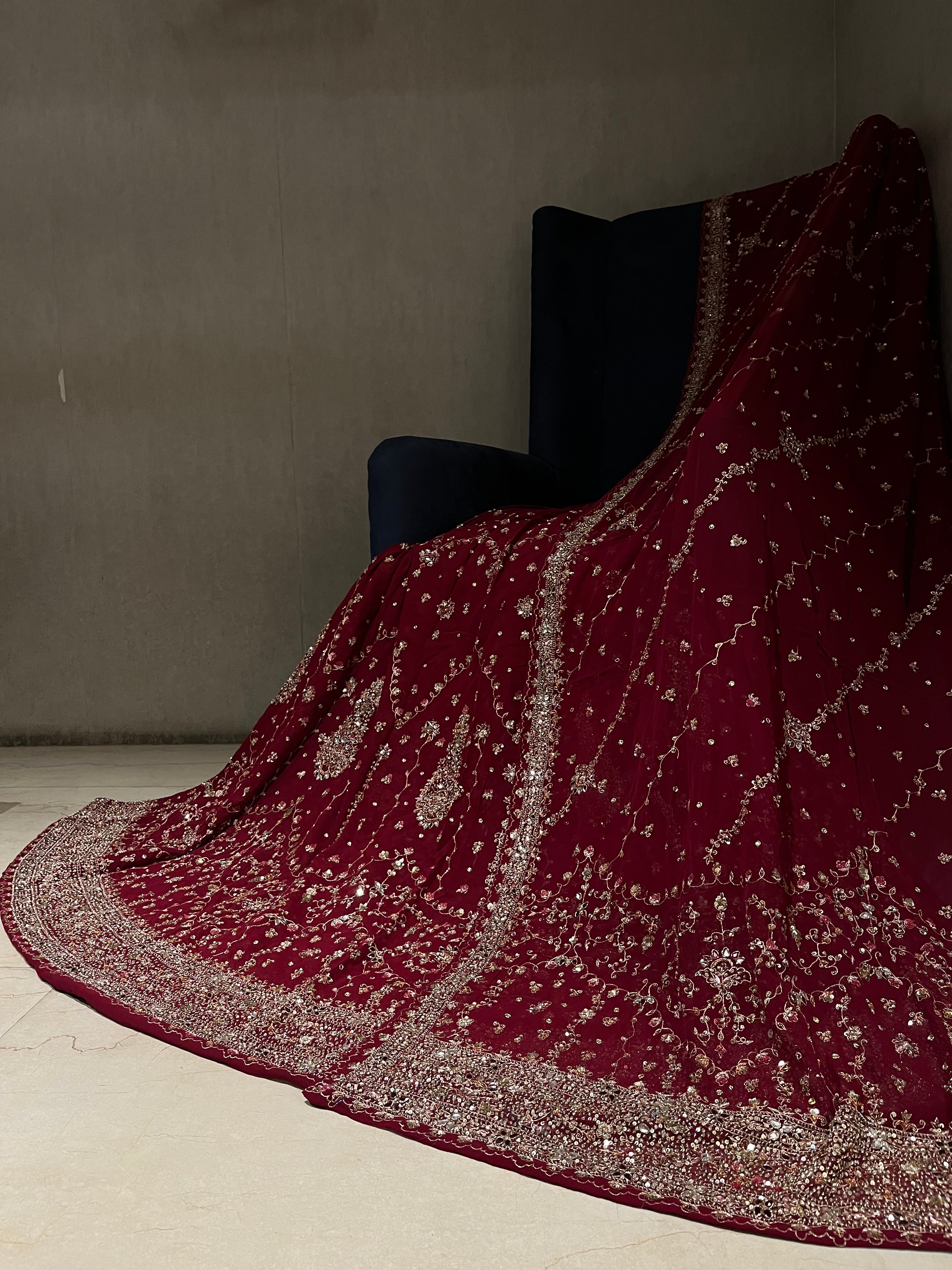 Traditional Deep Red Bridal Lehenga