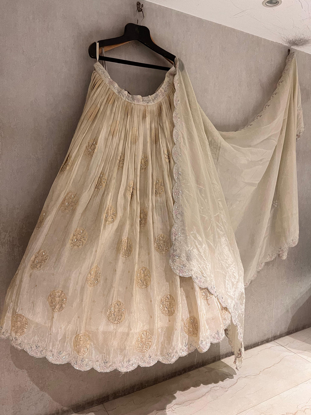 Ivory and Gold Lehenga Set